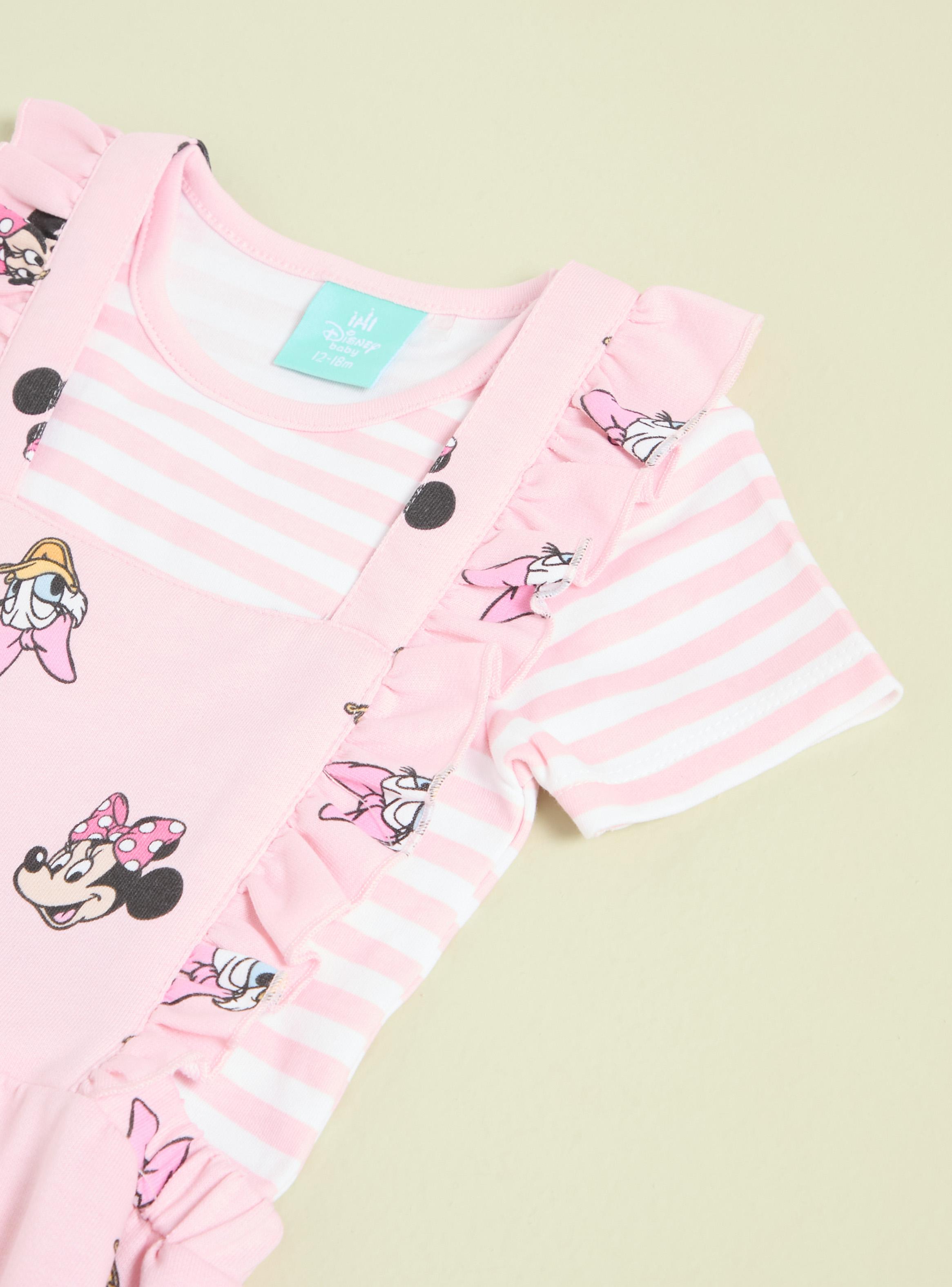 Conjunto Jardinera con Vuelos Minnie y Body Rayas-2