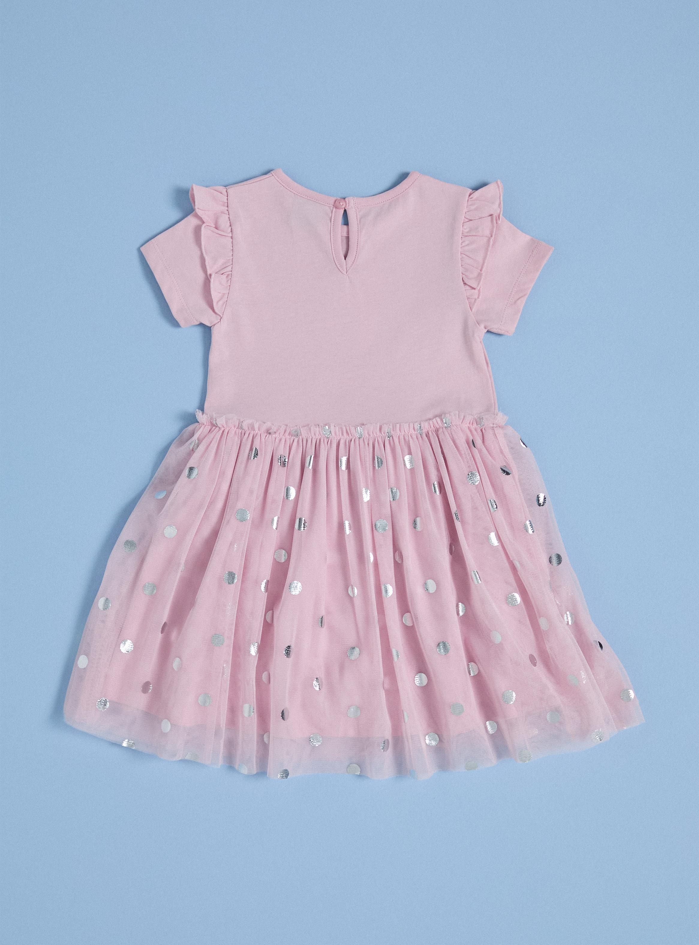 Vestido Daisy Rosado con Vuelos Tul y Brillo-1