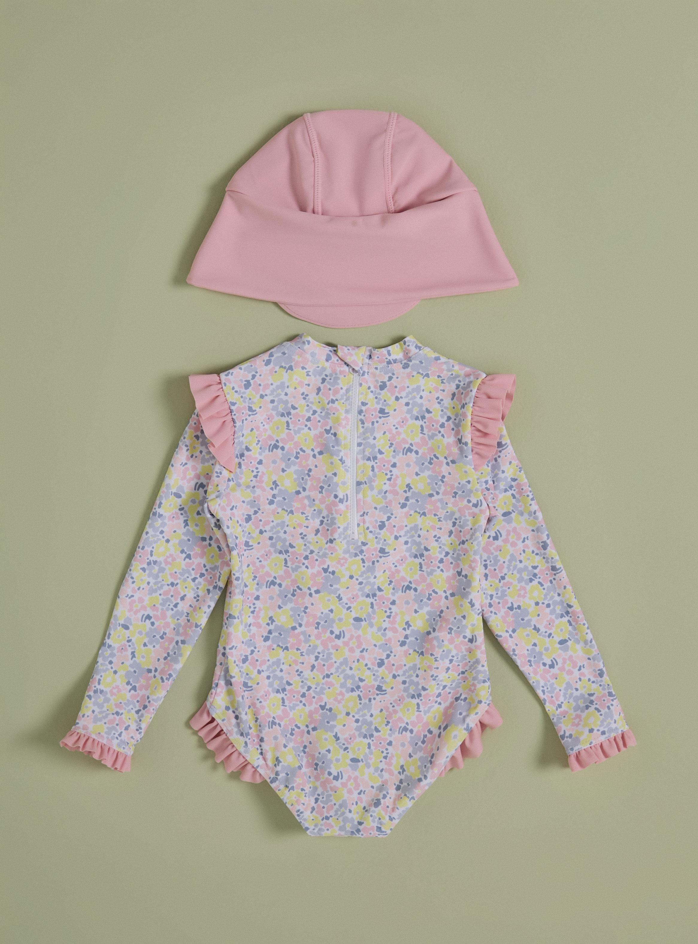 Traje de Baño Enterito Manga Larga con Gorro-1