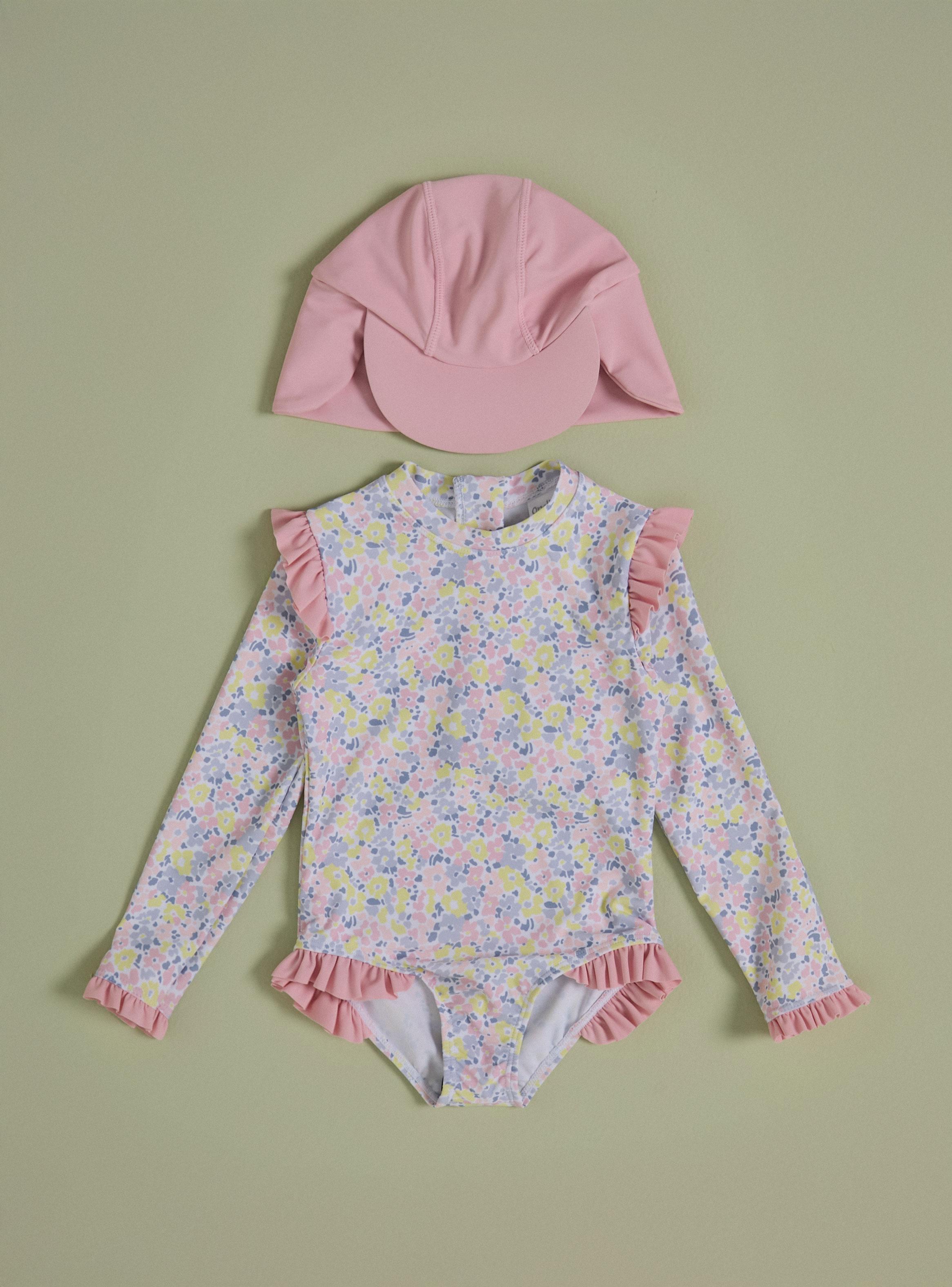 Traje de Baño Enterito Manga Larga con Gorro-0
