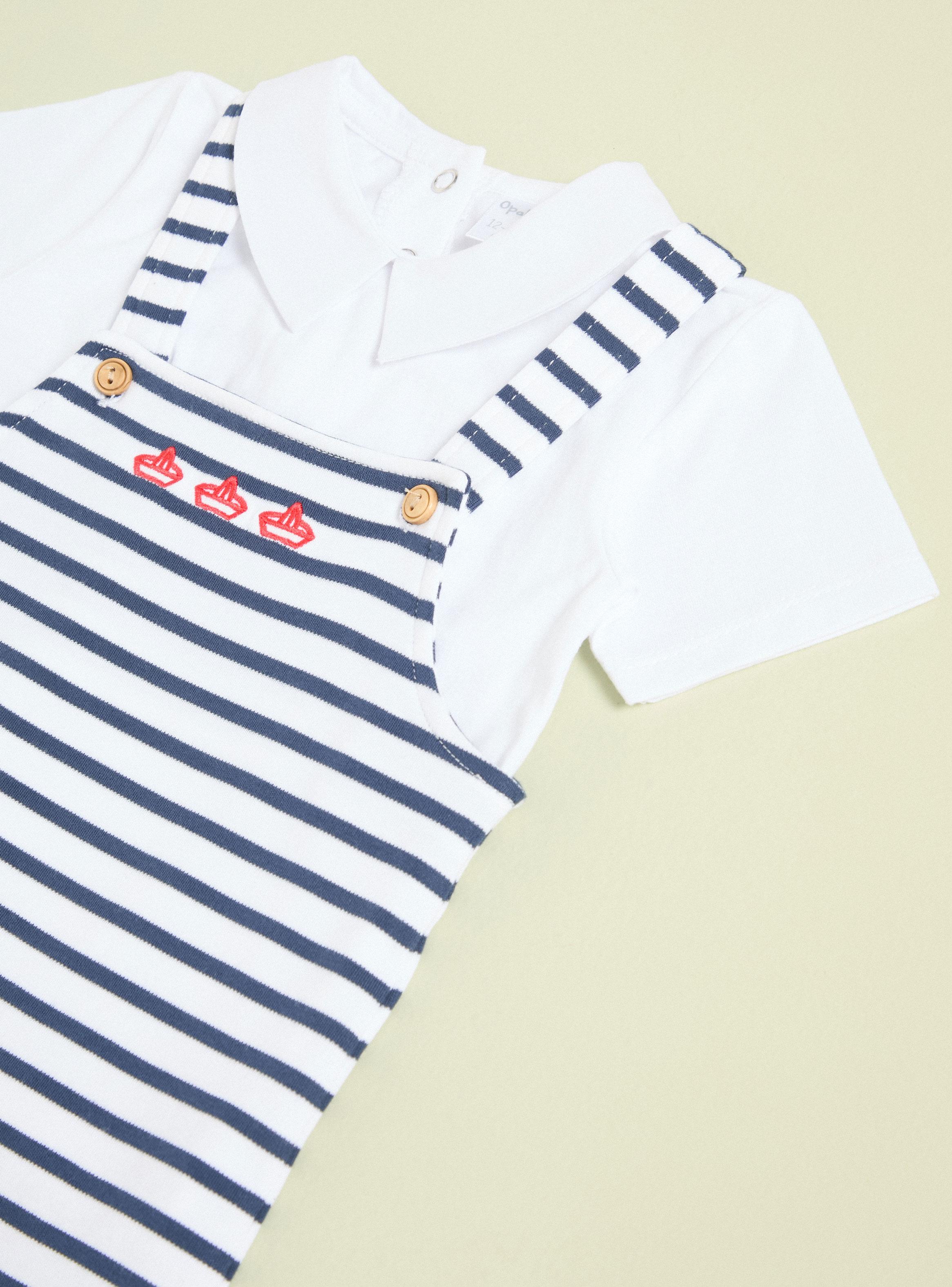 Conjunto Jardinera Estilo Marinero y Polera Niño-2