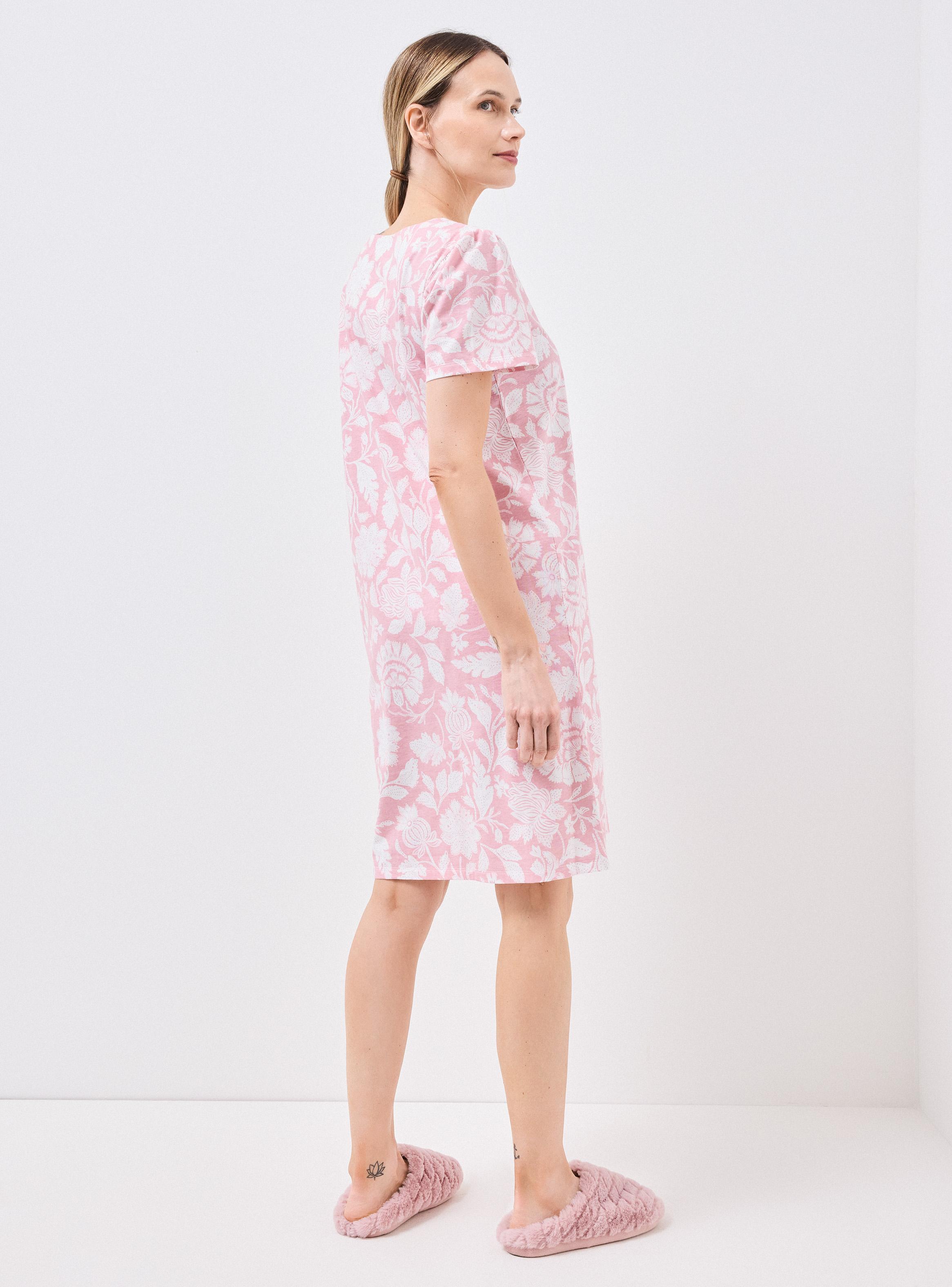 Camisa de Dormir Cuello V Estampado Detalle Encaje-5