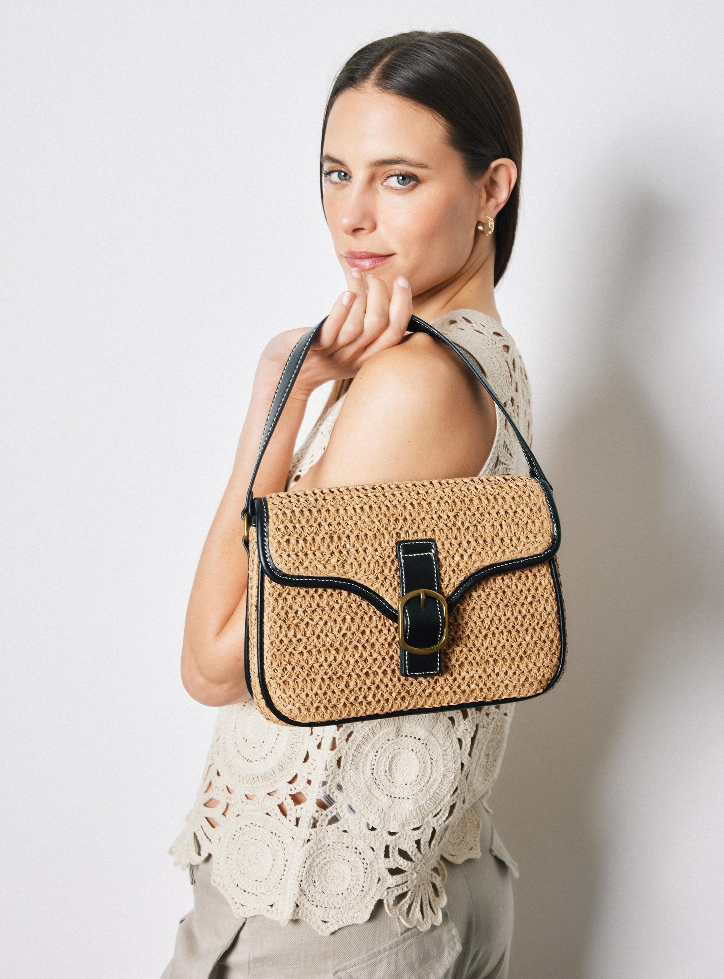 Cartera Crossbody Look Raffia con Hebilla-5