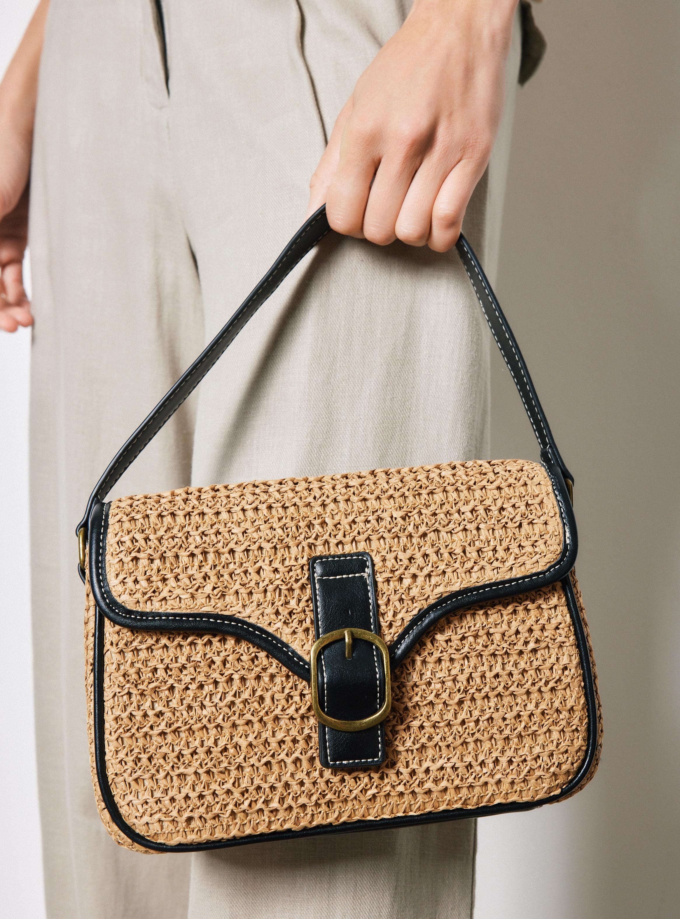 Cartera Crossbody Look Raffia con Hebilla-6