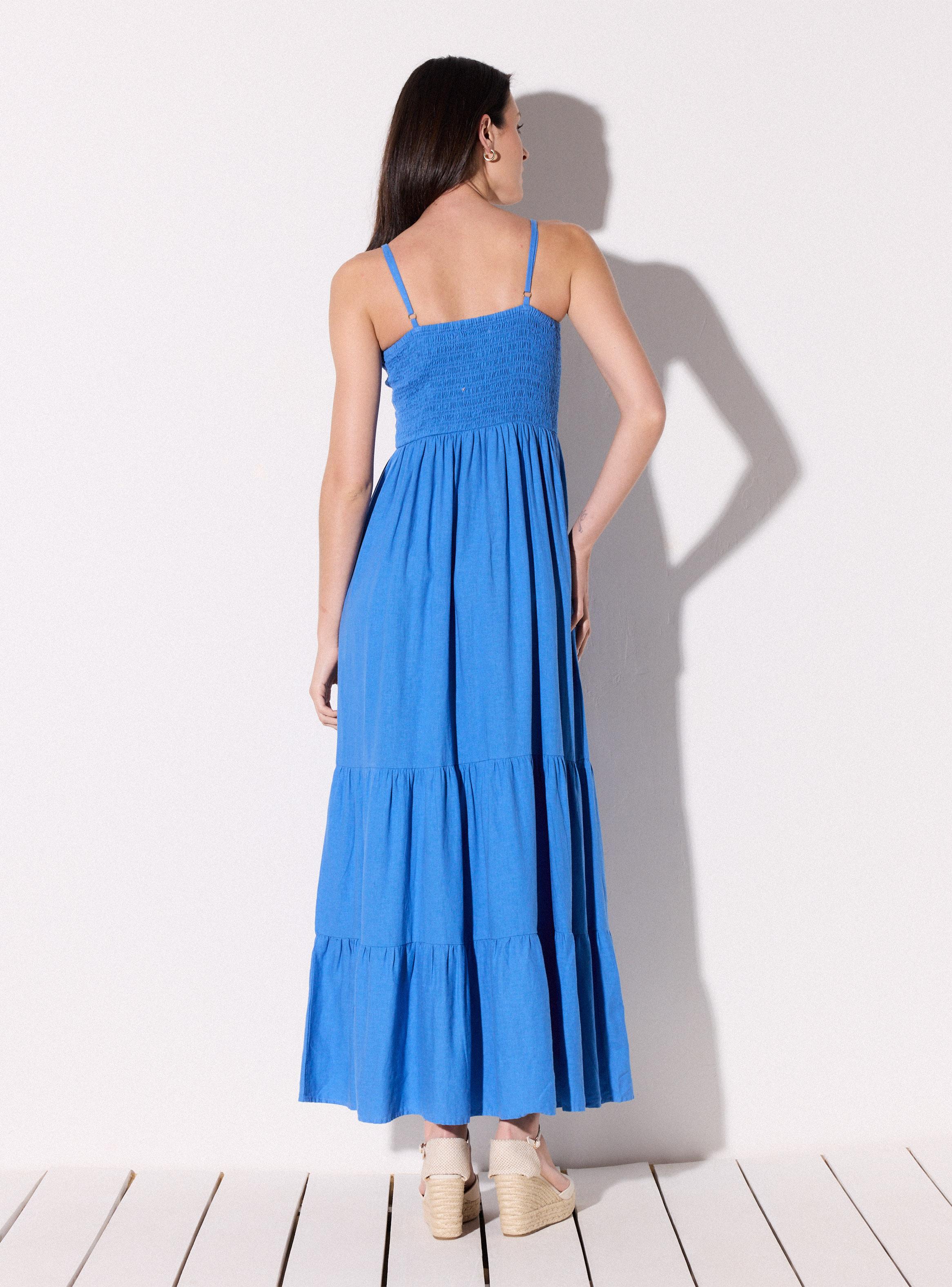 Vestido Nudo en el Escote y Panal de Abejas-5