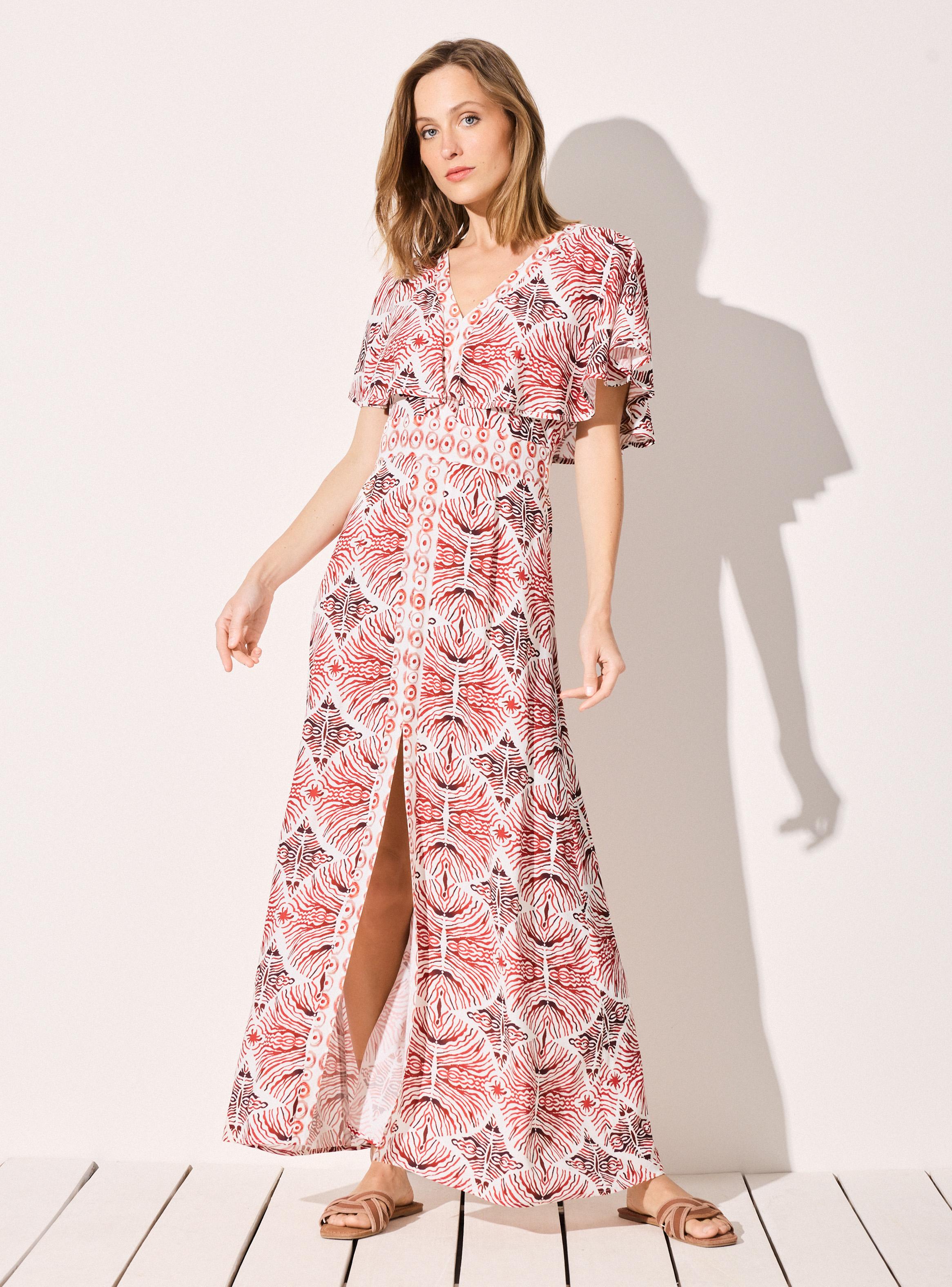 Vestido Estampado con Tajo Delantero-4