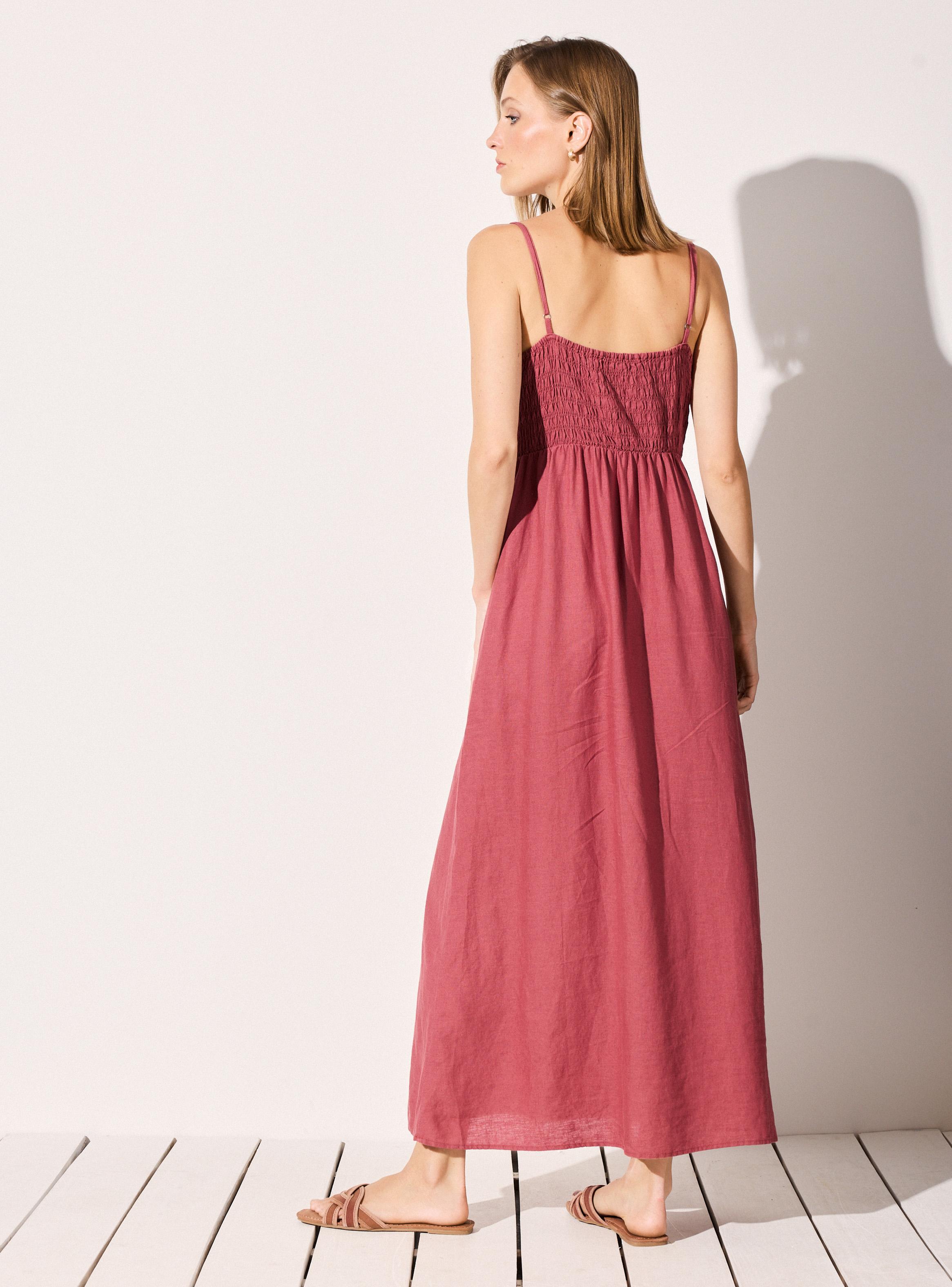 Vestido con Lino y Escote Nudo-5