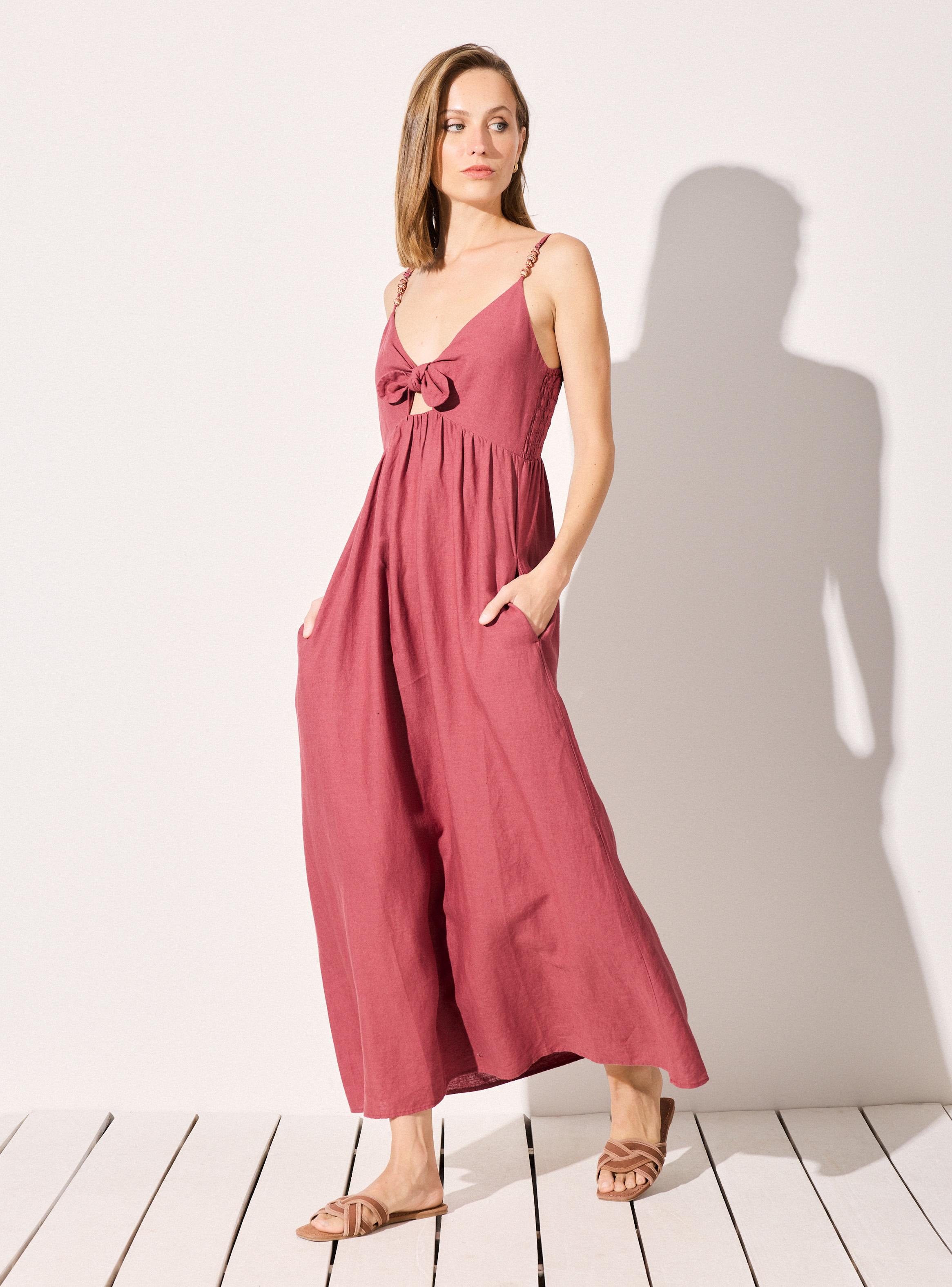 Vestido con Lino y Escote Nudo-4