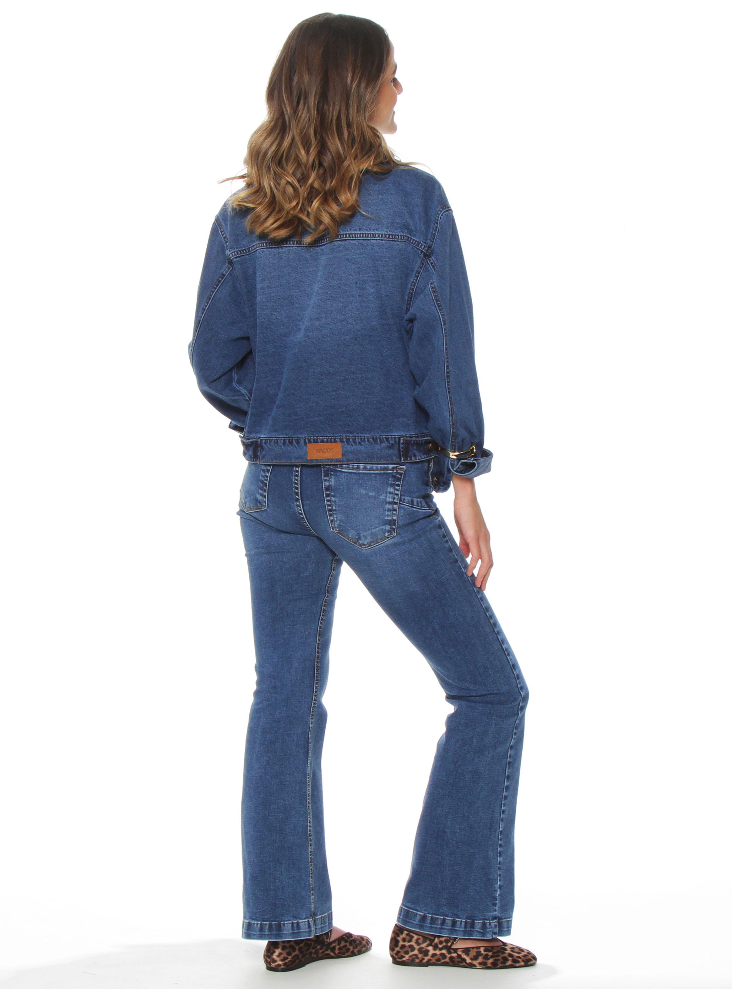 Chaqueta Denim Oversize Cuello Camisero Aplicación Strass-4