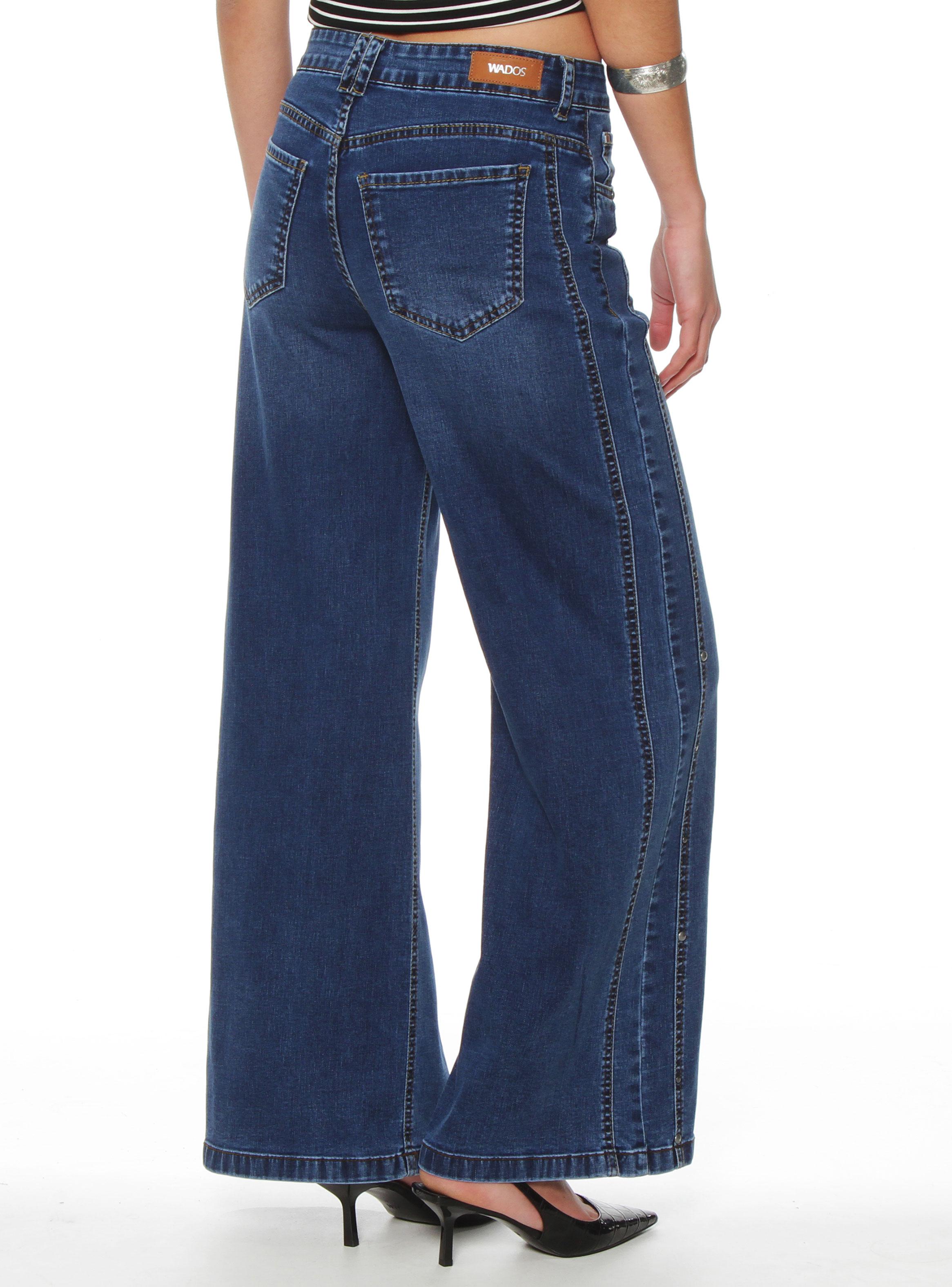 Jeans Wide Leg Tiro Alto Costadillo Pretina J351-1