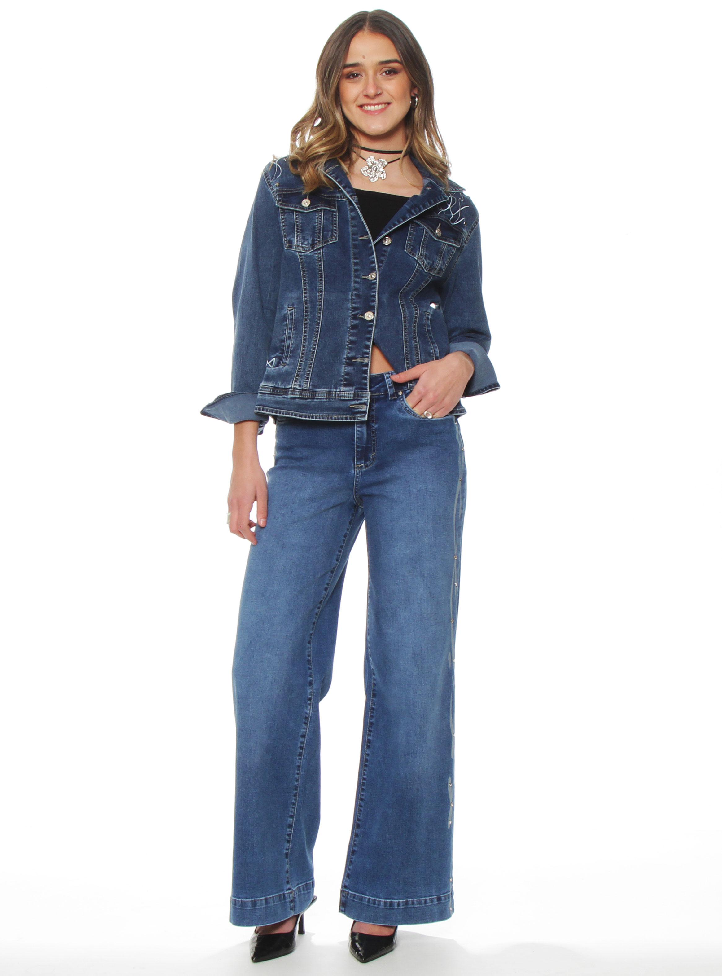 Chaqueta Denim Aplicación Tachas Regular-2