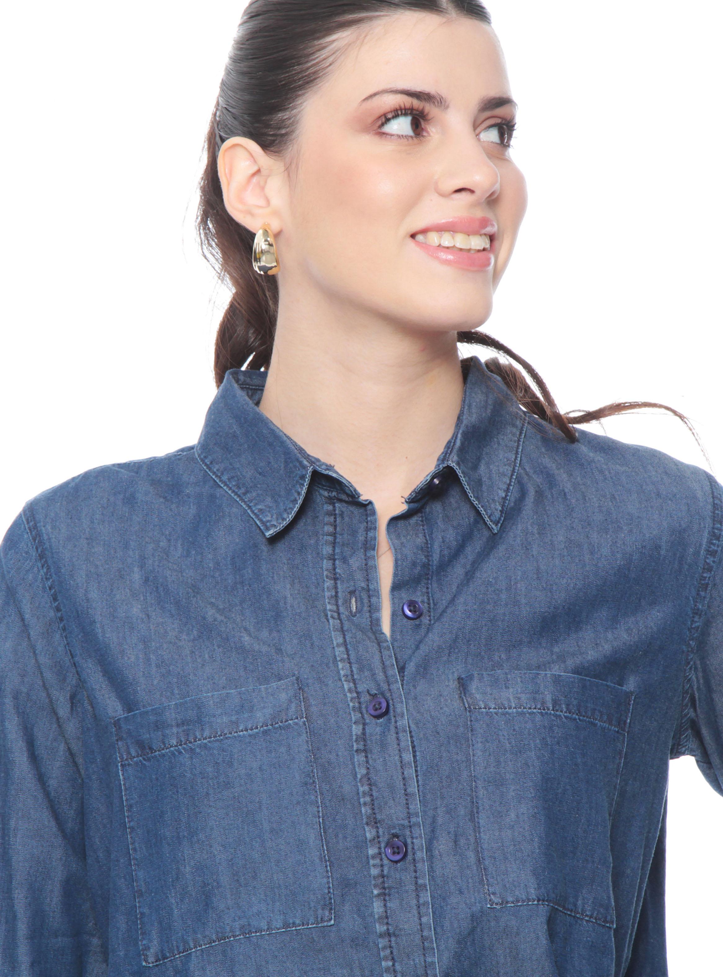 Blusa Manga Larga Denim Abotonada-2