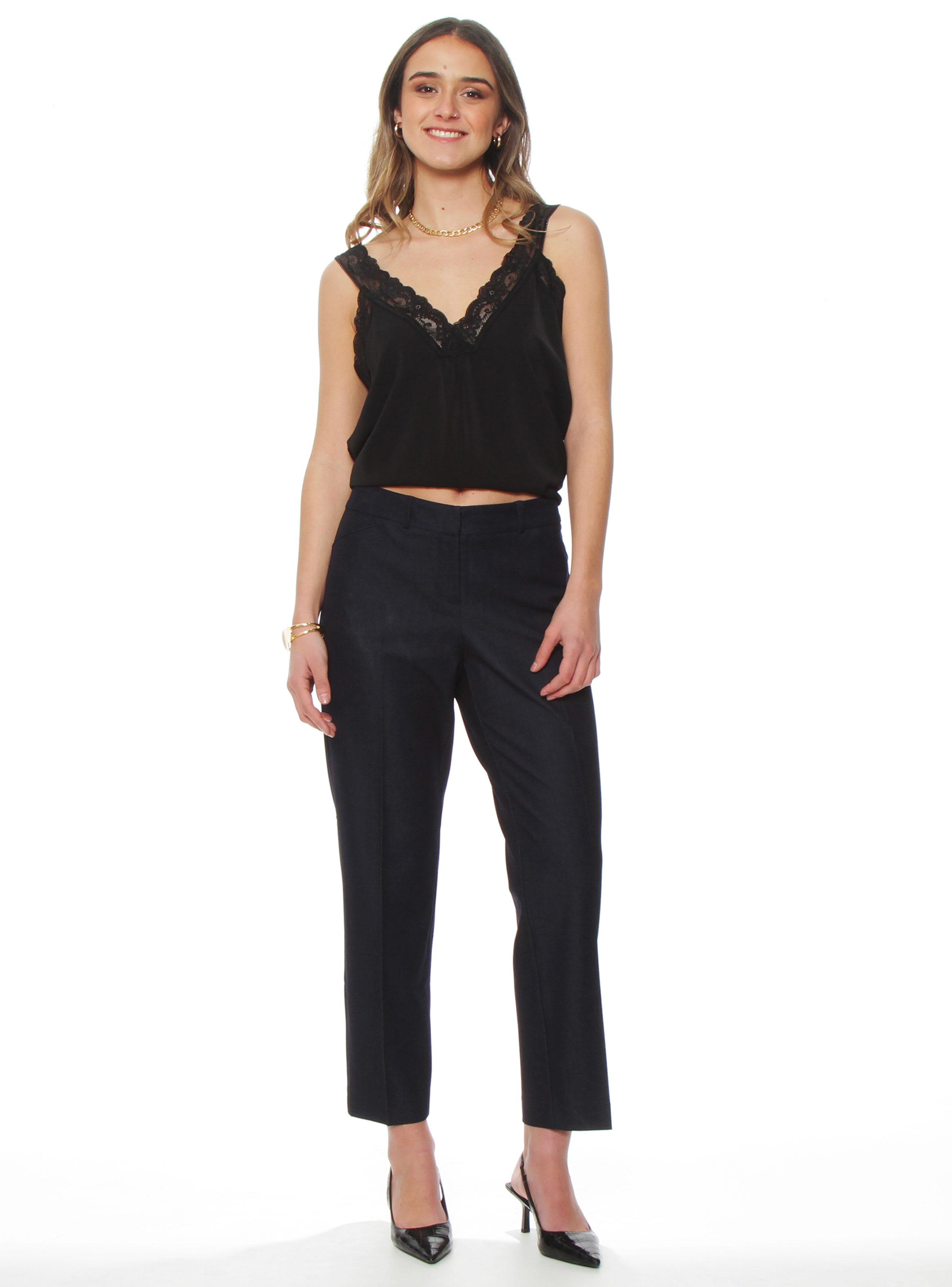 Pantalón Slim Tiro Alto Pretina Básica A81-3