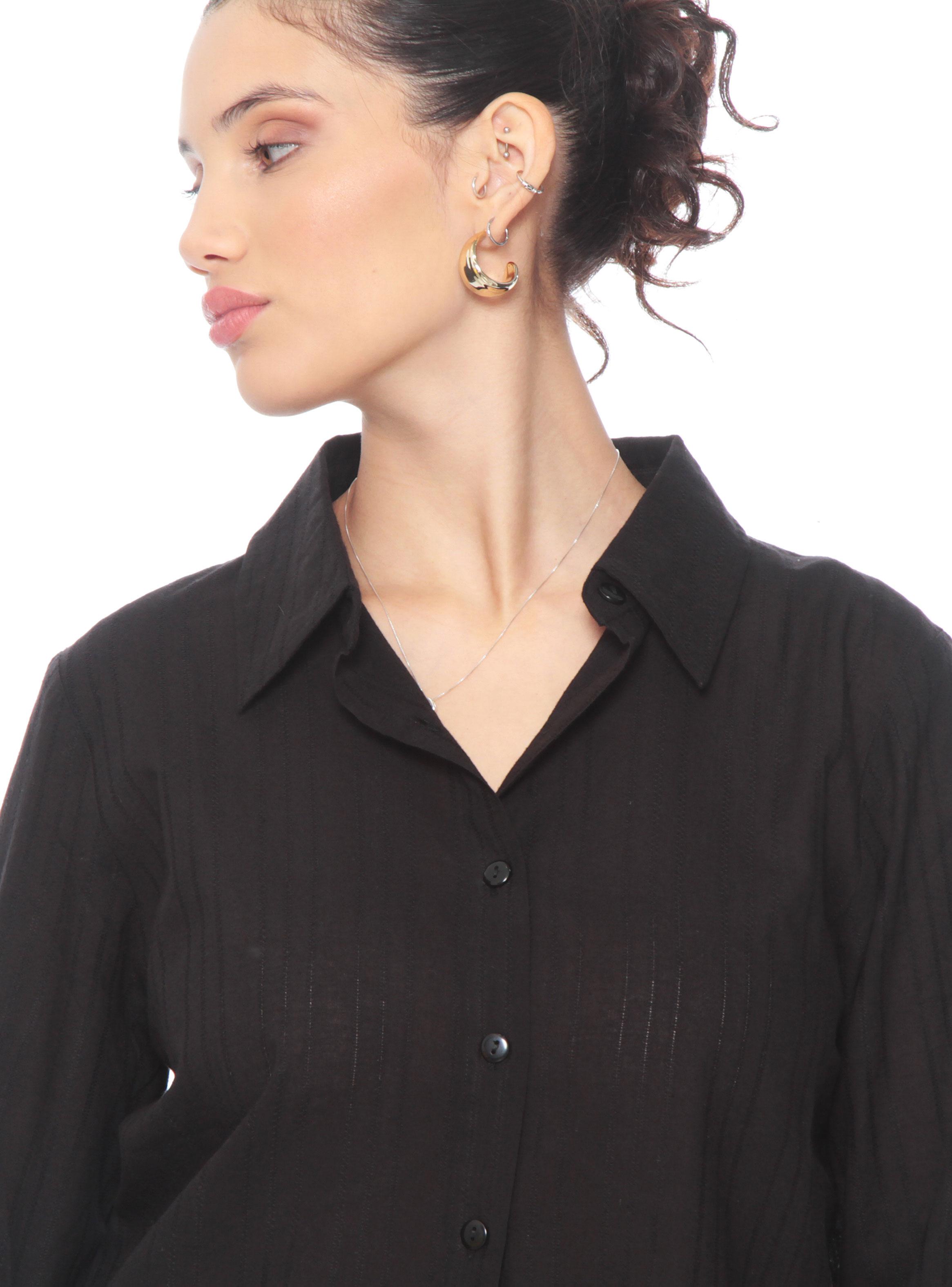 Blusa Brodery Manga Larga Abotonada en Delantero-2