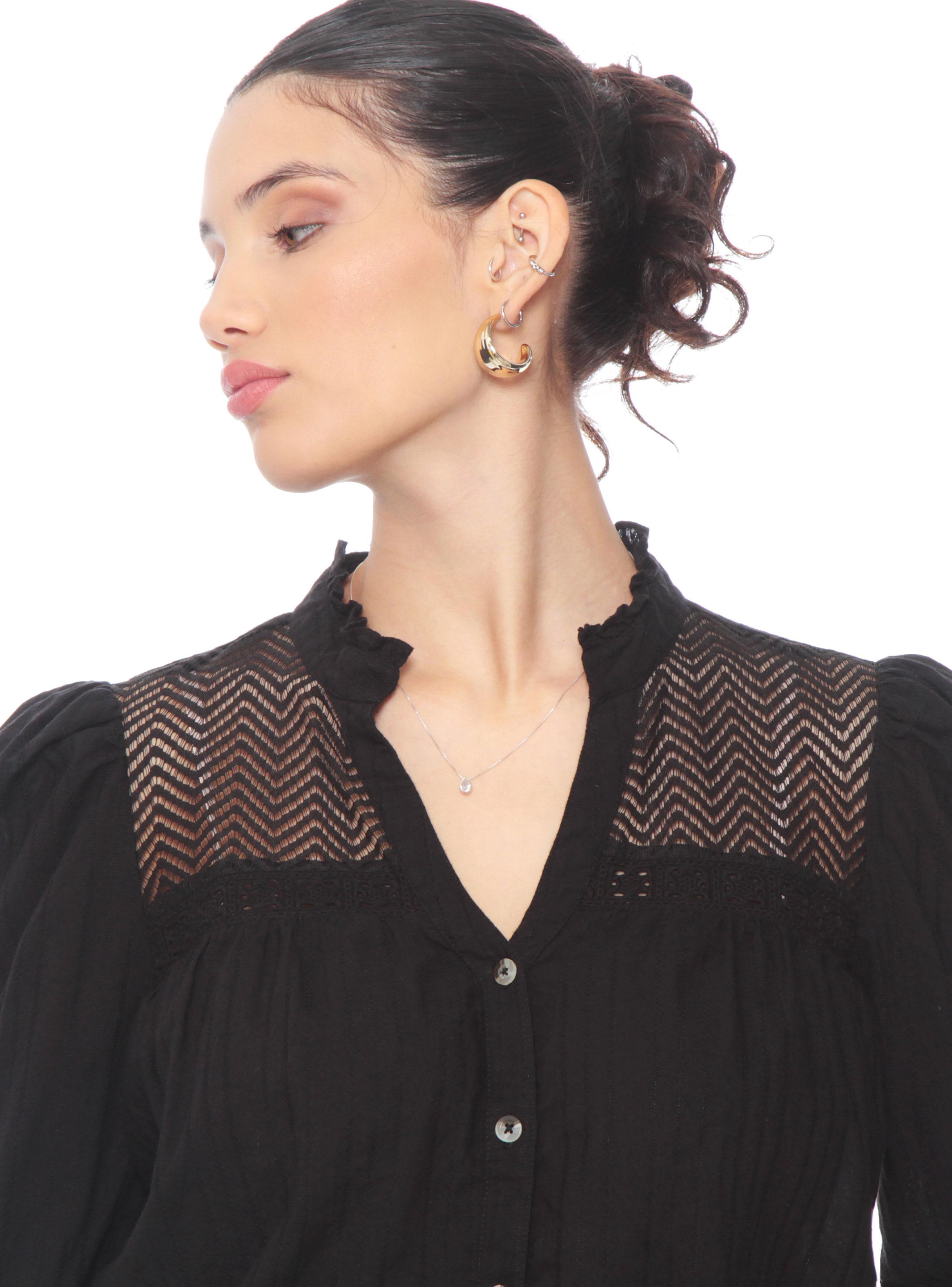 Blusa Manga Larga Brodery Abotonada Aplicación-2