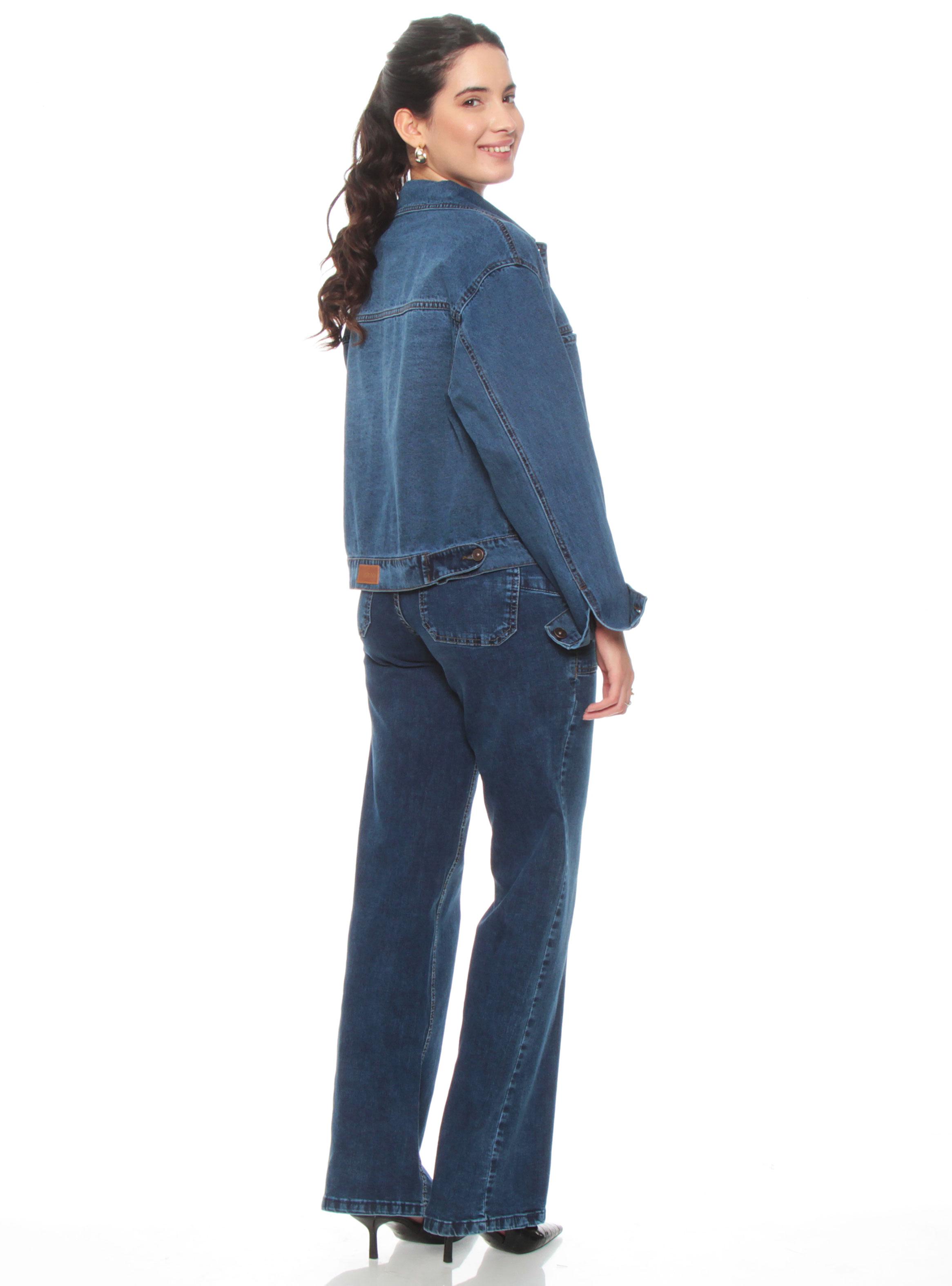 Chaqueta Denim Cuello Camisero con Botón-4