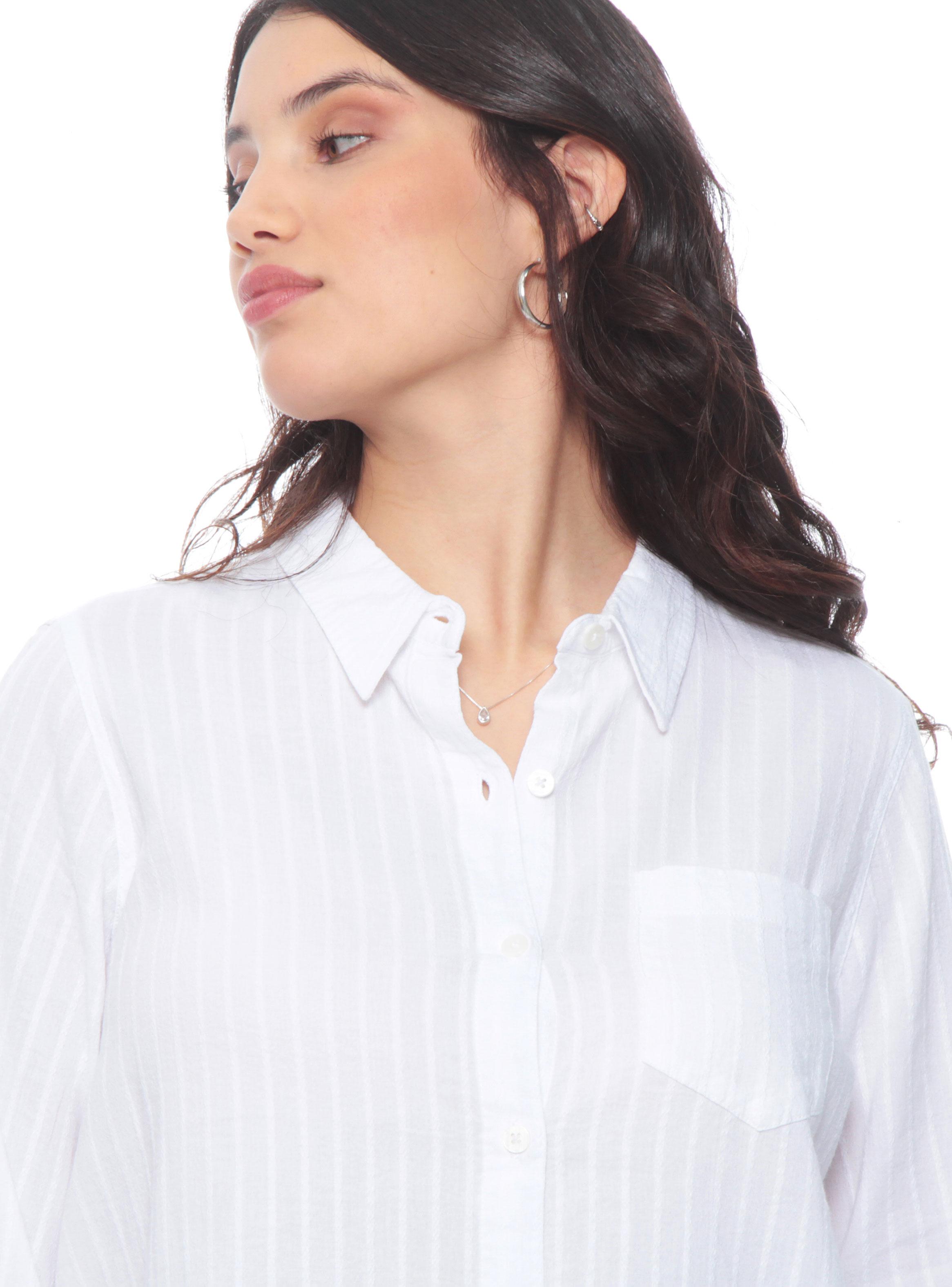 Blusa Listada Abotonada en Delantero Wa-2