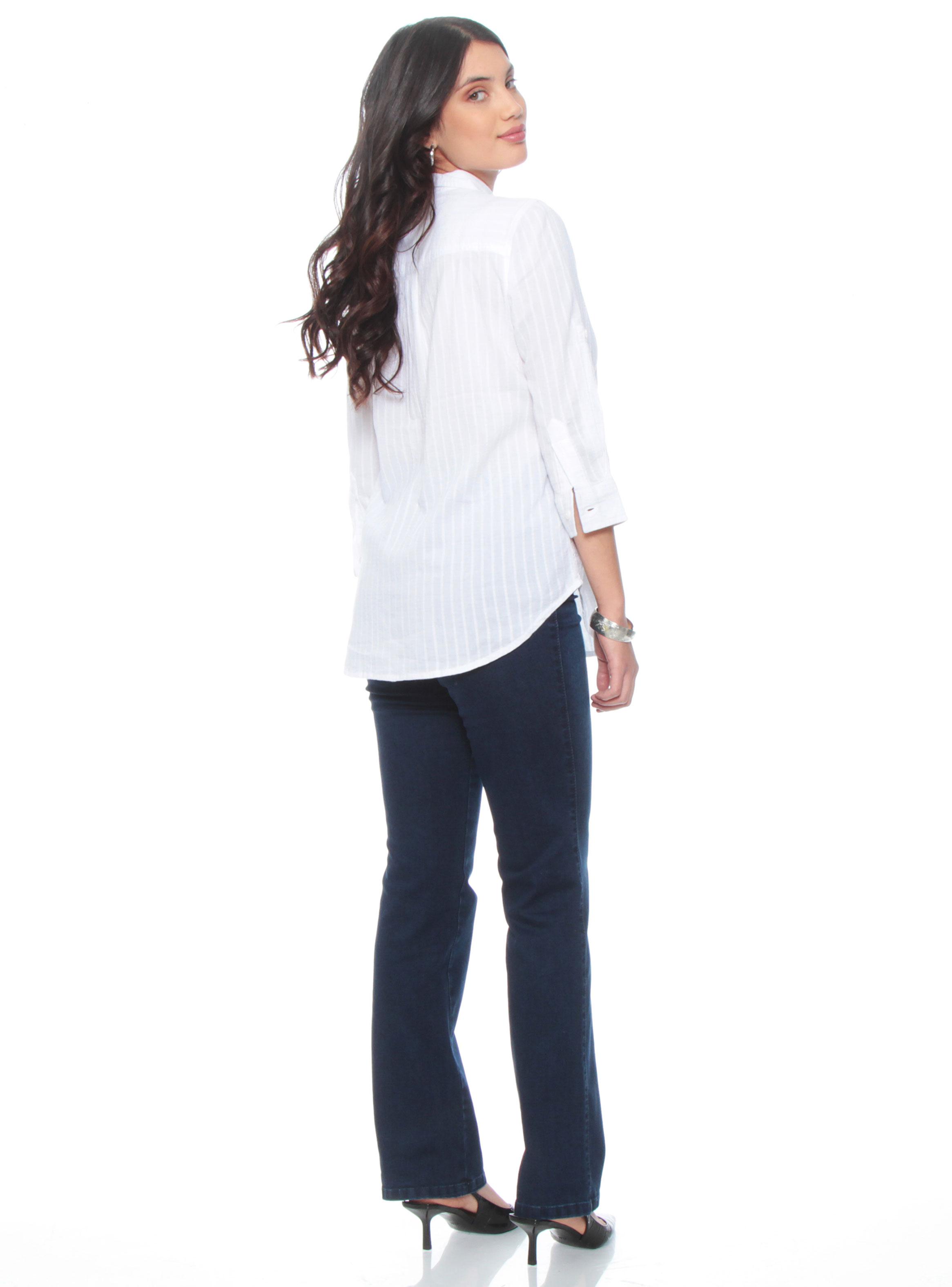 Blusa Listada Abotonada en Delantero Wa-4