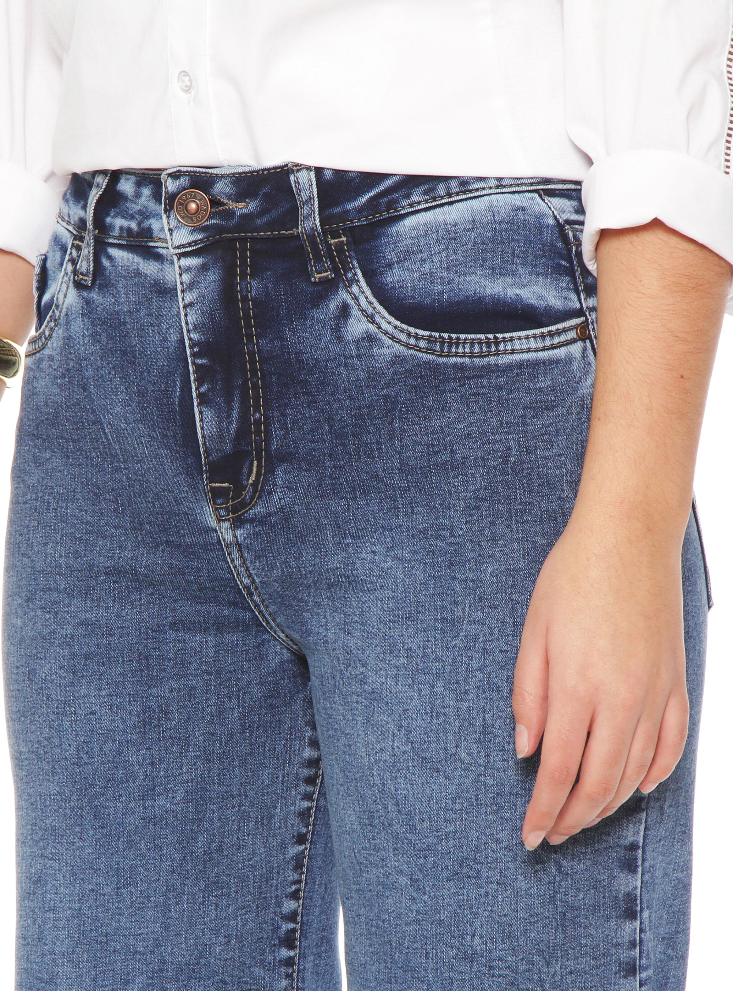 Jeans Wide Leg con Pretina Básica  y 1 Botón-2