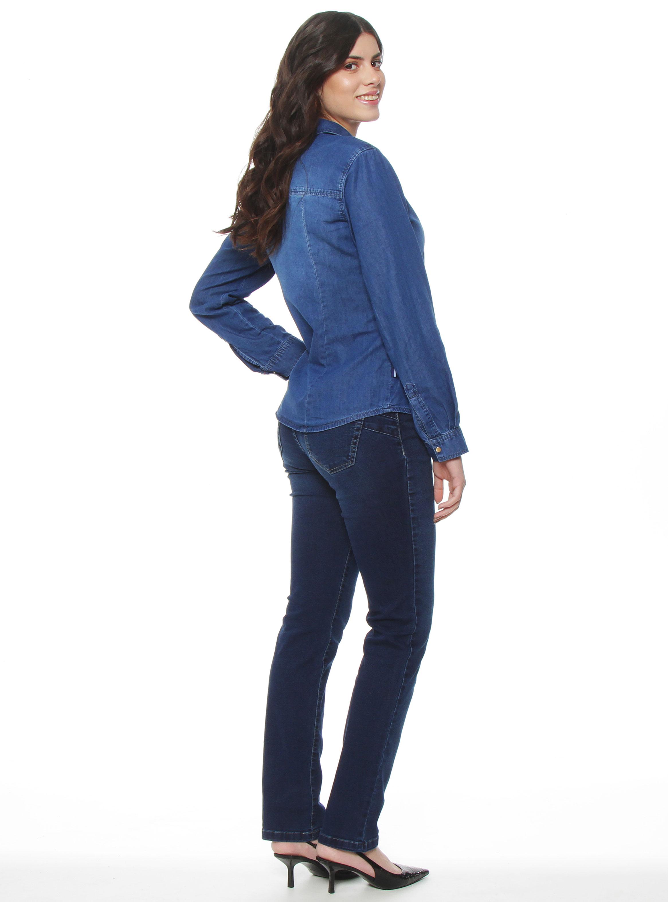 Blusa Clásica Denim Cuello Camisero-4