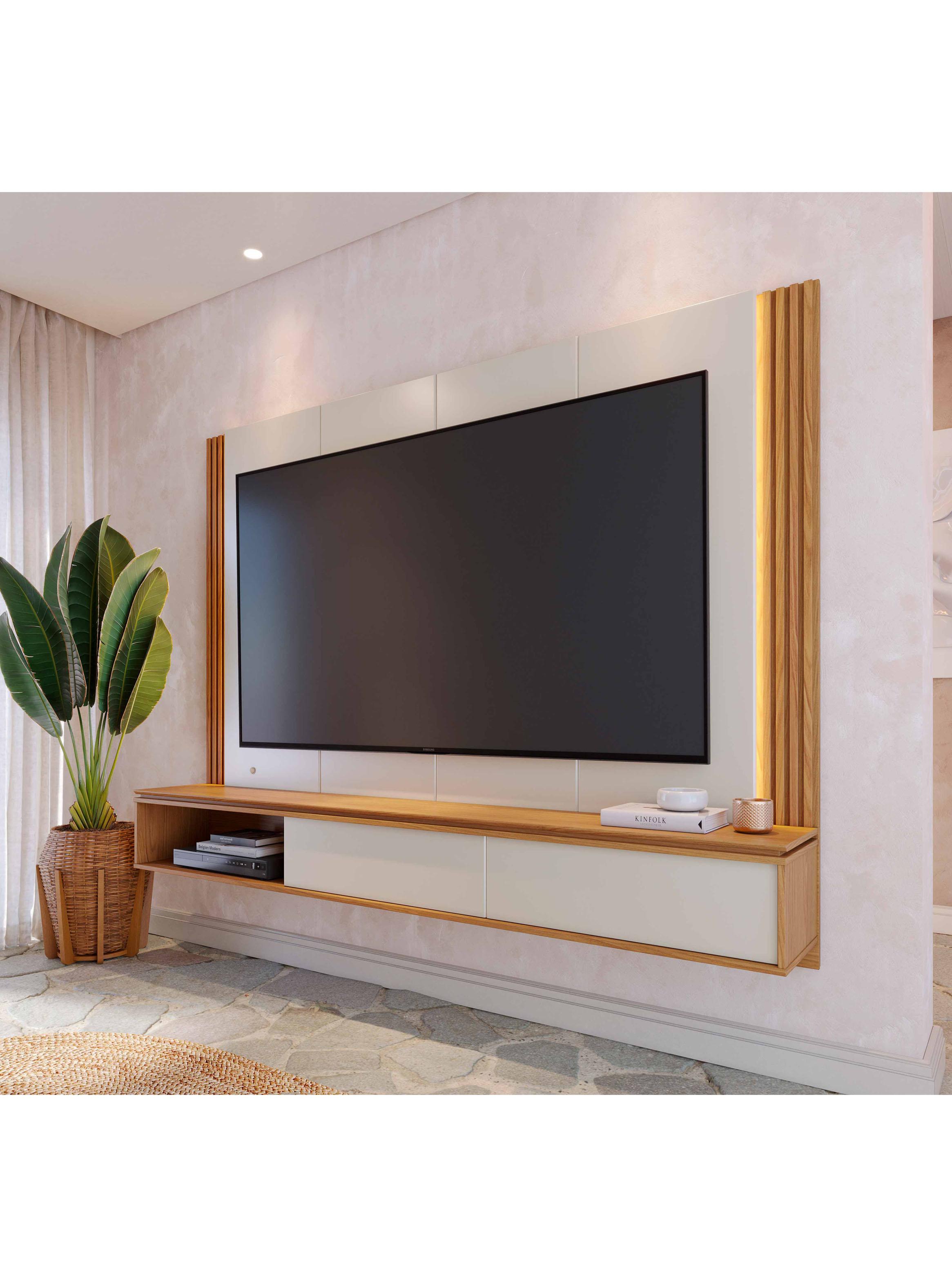 Centro de Entretenimiento Loa 75" Off White Matte/Freijó-4