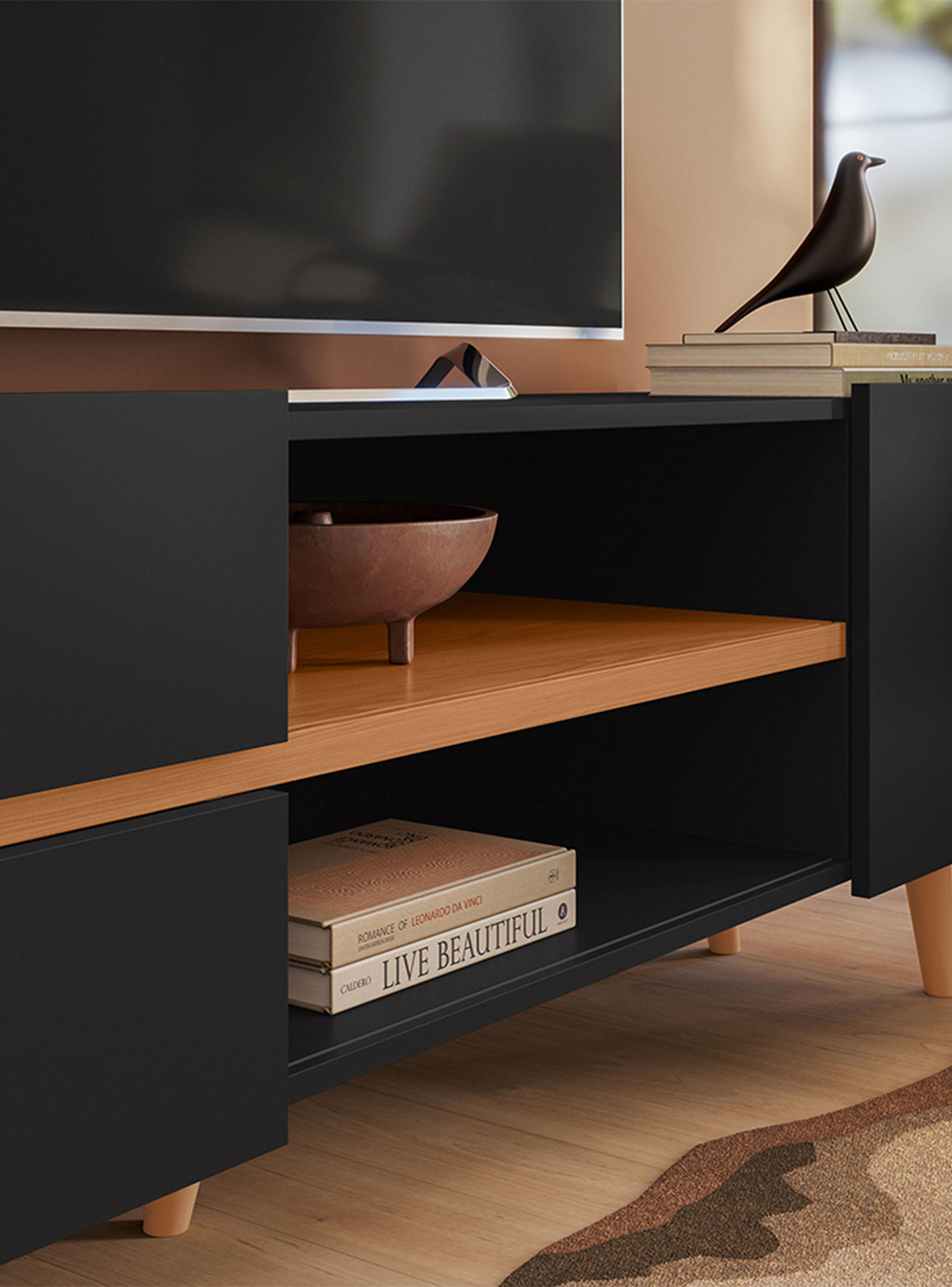 Rack TV Purus 65" Preto Fosco /Freijó-3