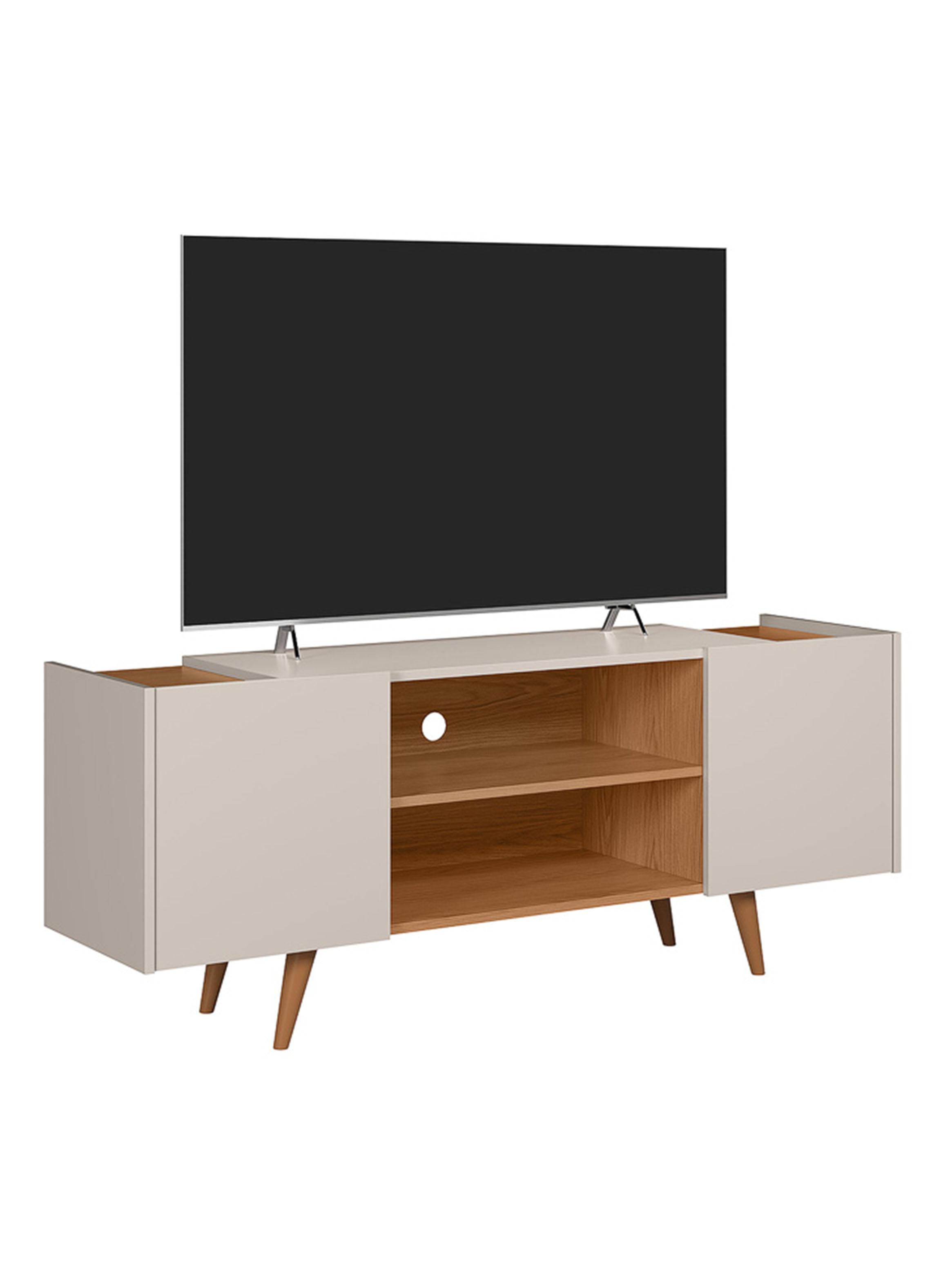 Rack TV River 55" Off White Matte/ Freijó-2