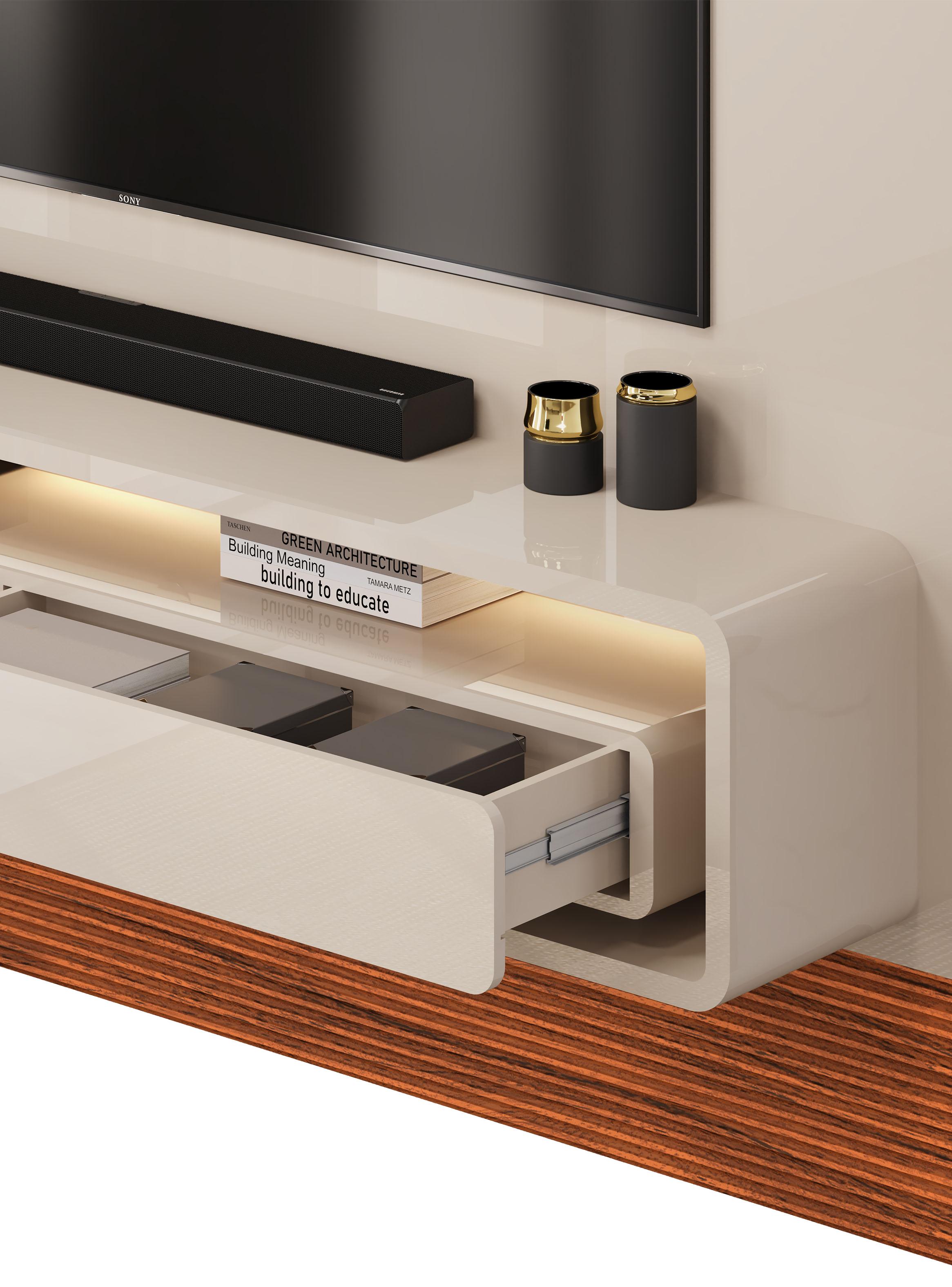 Panel TV Taylor 70" Off White/Freijó-3