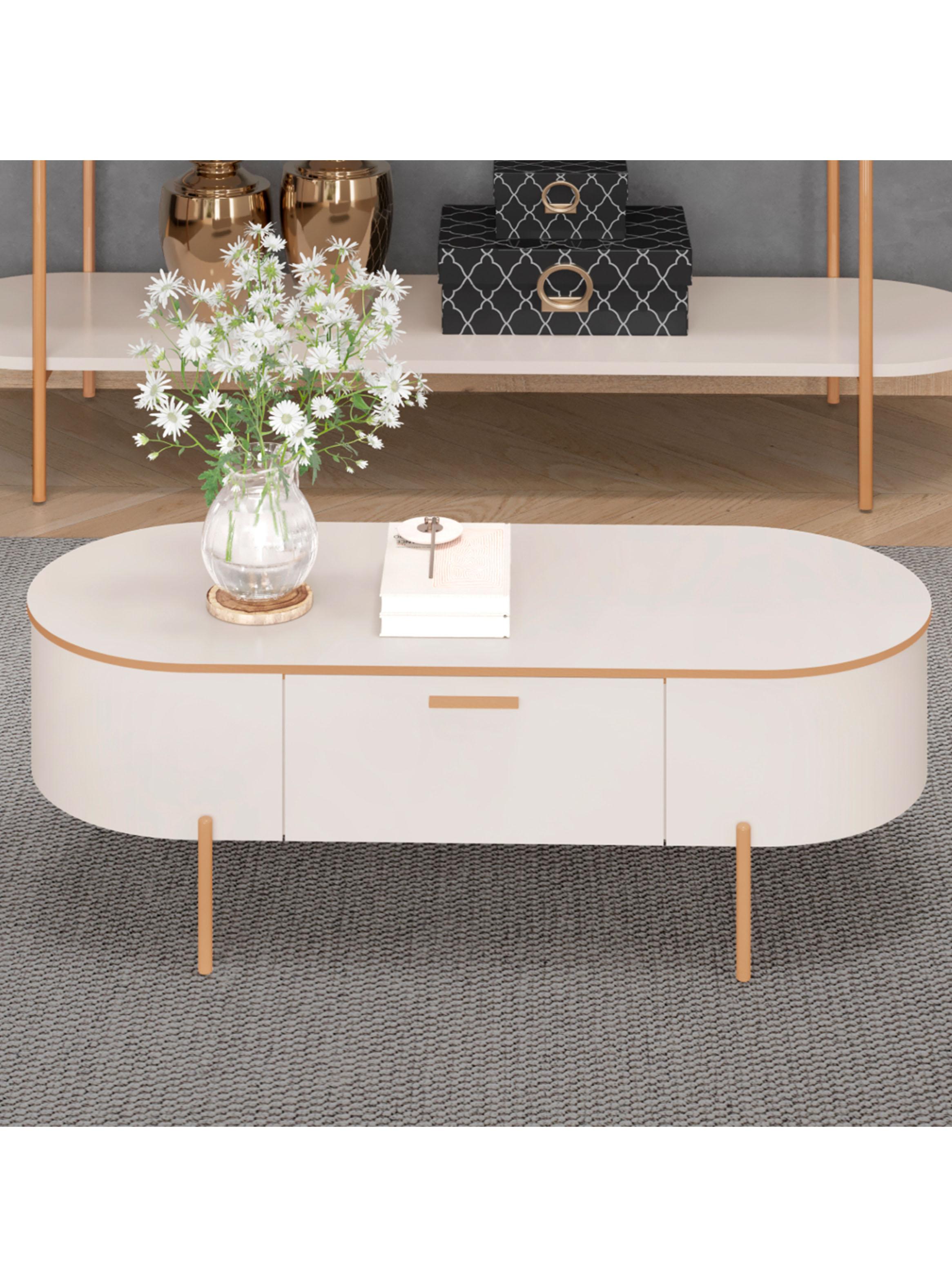 Mesa Centro 1 Cajón Celena Off White-4