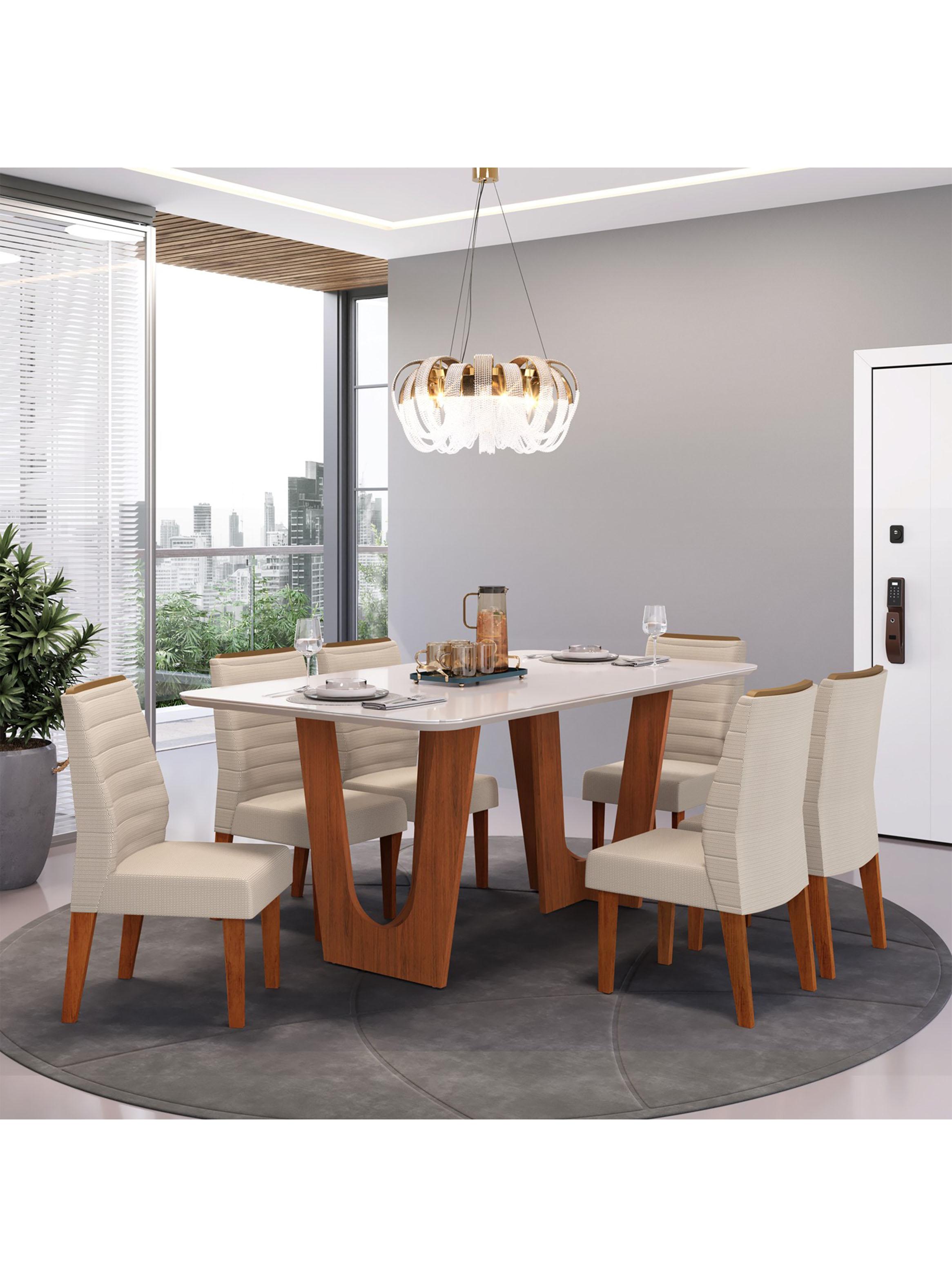Juego de Comedor Nala 6 Sillas Freijo Off White-Ondina-4