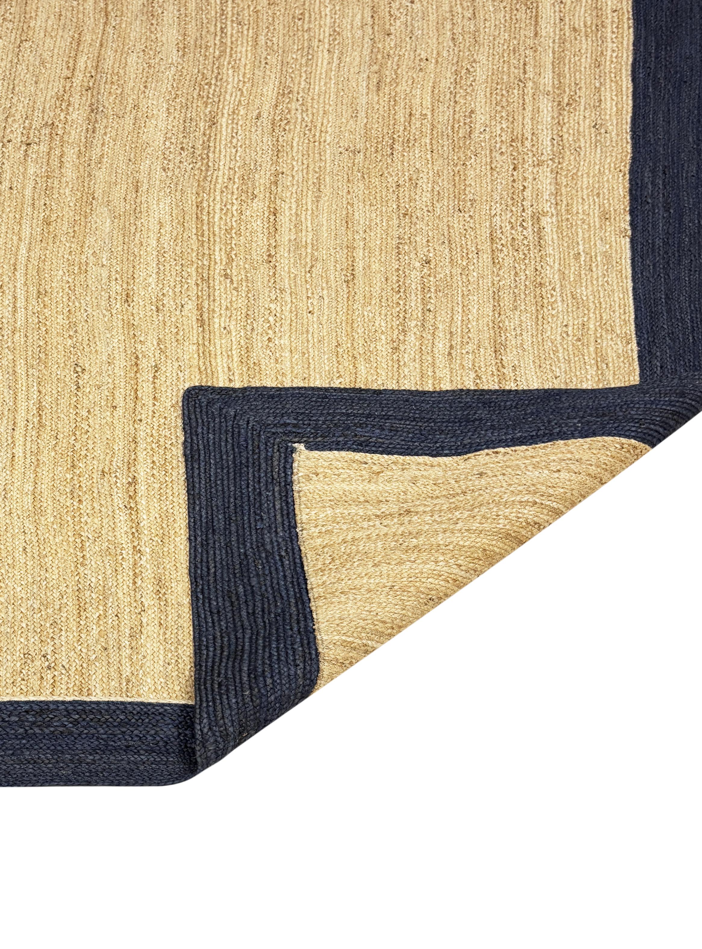 Alfombra Yute Borde Azul 200x300 cm-2