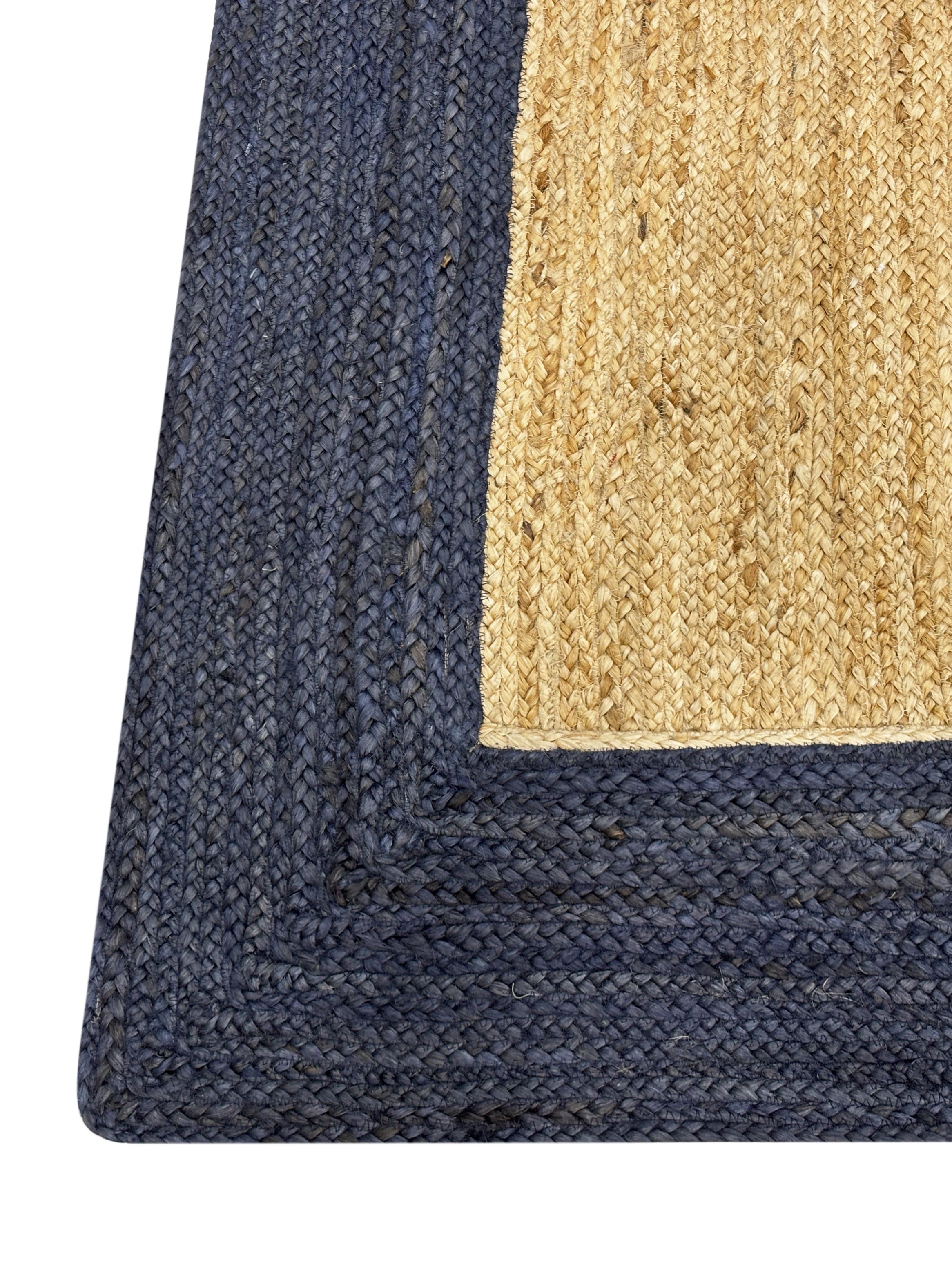 Bajada de Cama Yute Borde Azul 60x120 cm-1