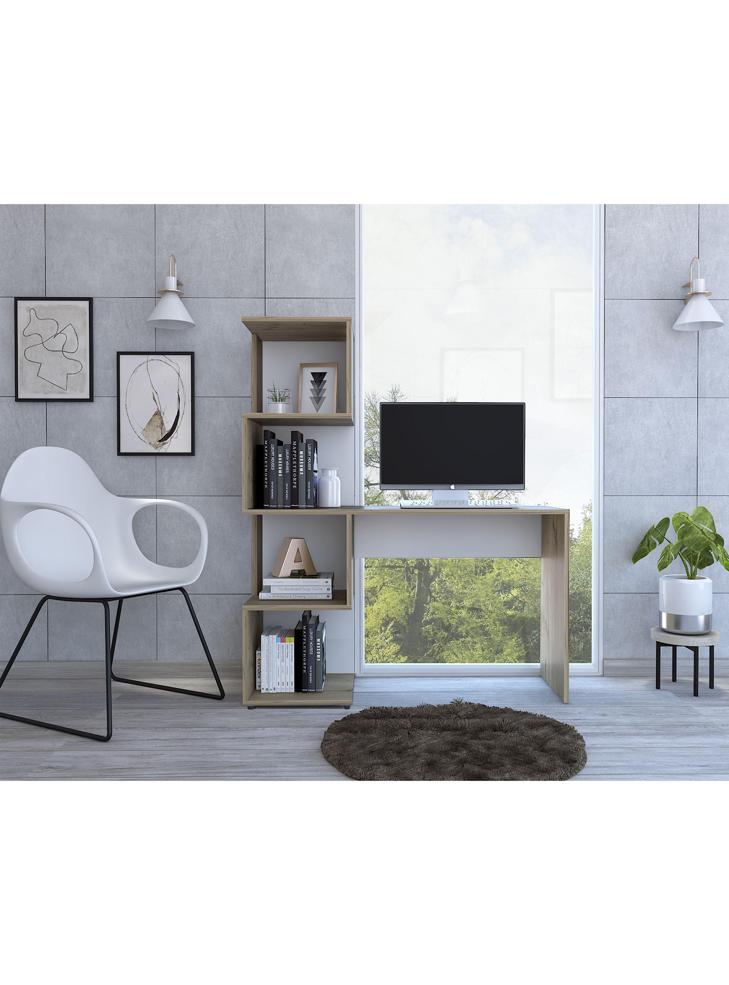Escritorio Bibloteca Danis 142.6x120x41.8 cm Duna y Blanco-5
