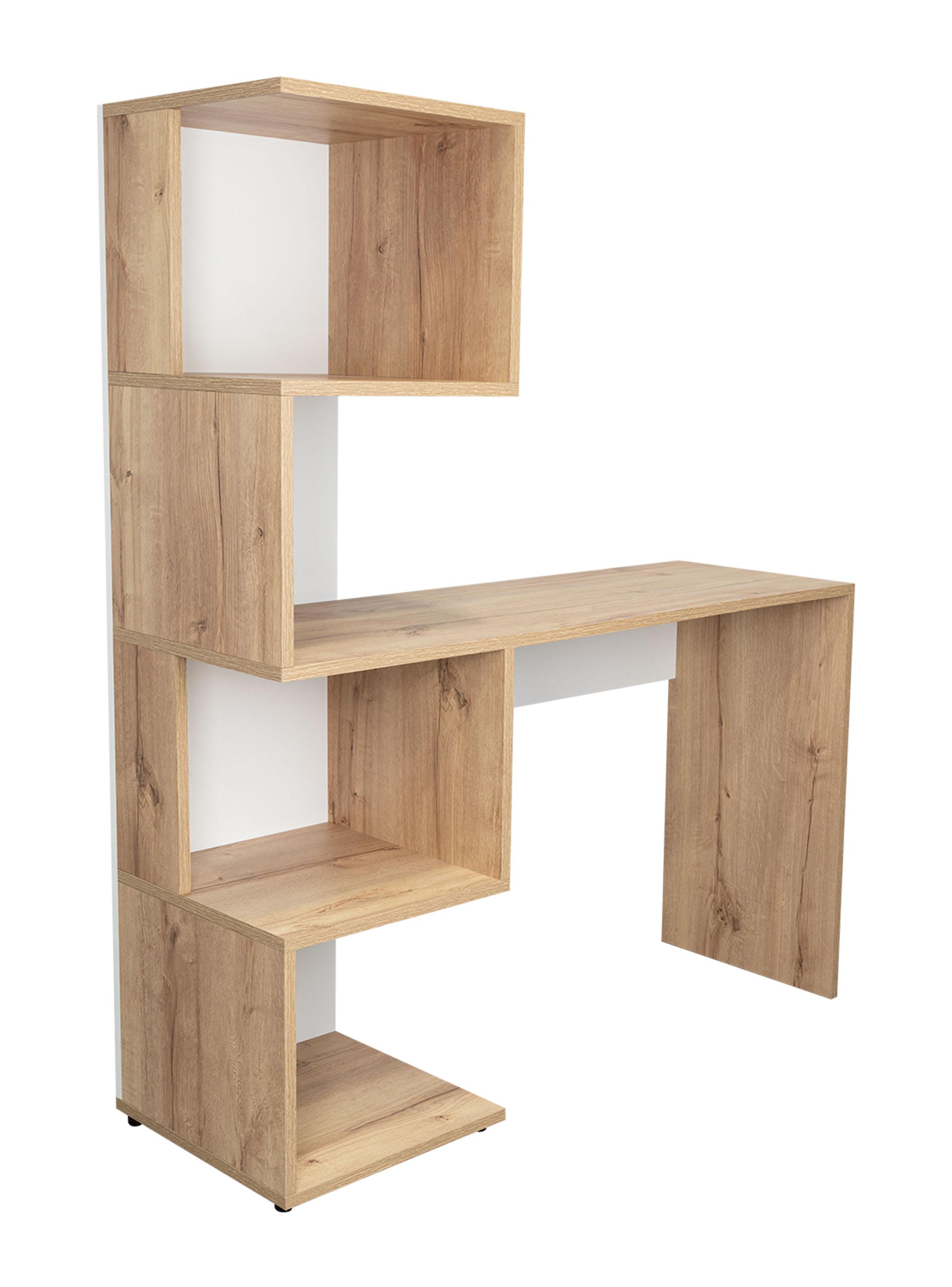 Escritorio Bibloteca Danis 142.6x120x41.8 cm Duna y Blanco-2