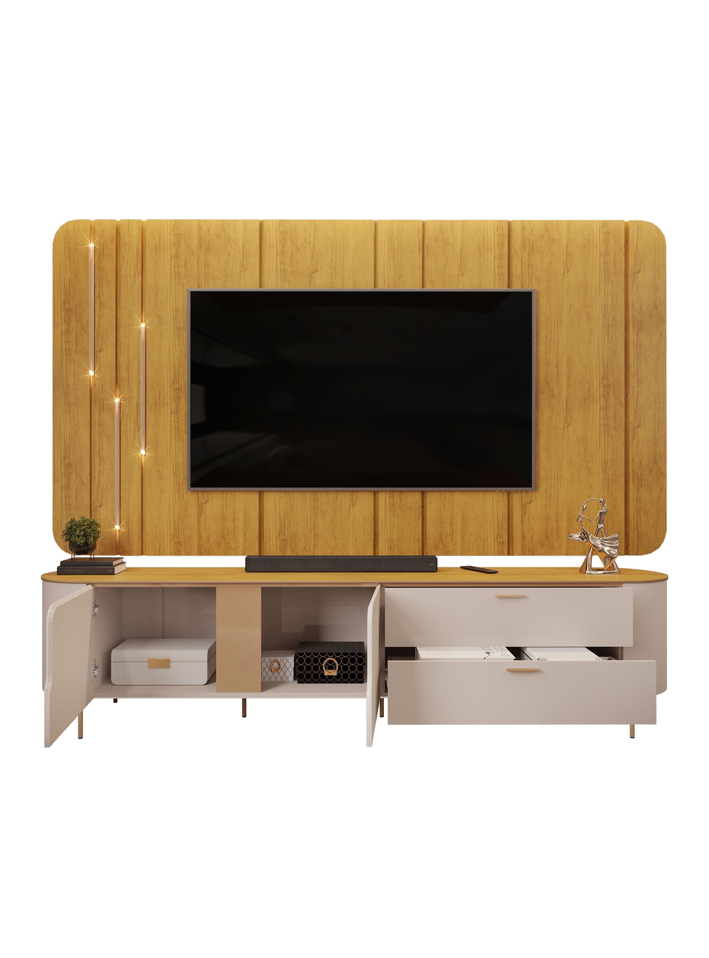 Estante Home Celine 70" 2 Puertas Café-2