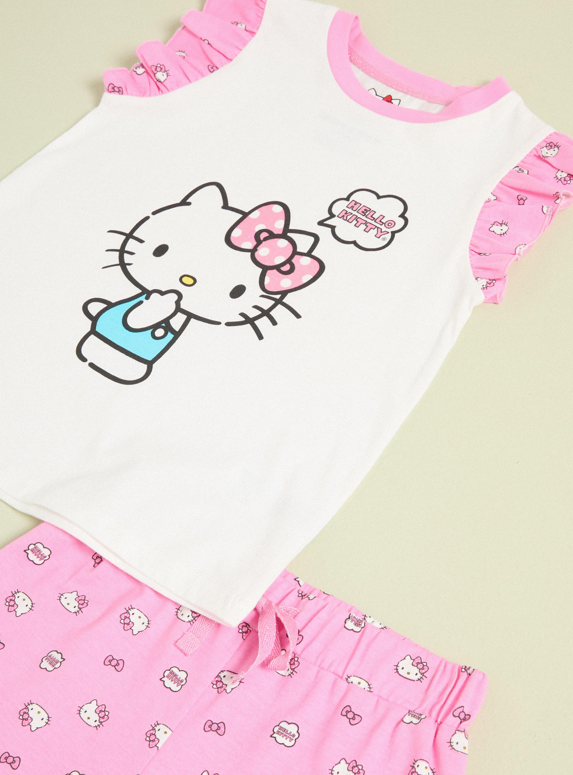 Pijama Corto Estampado Hello Kitty Manga con Vuelos-2
