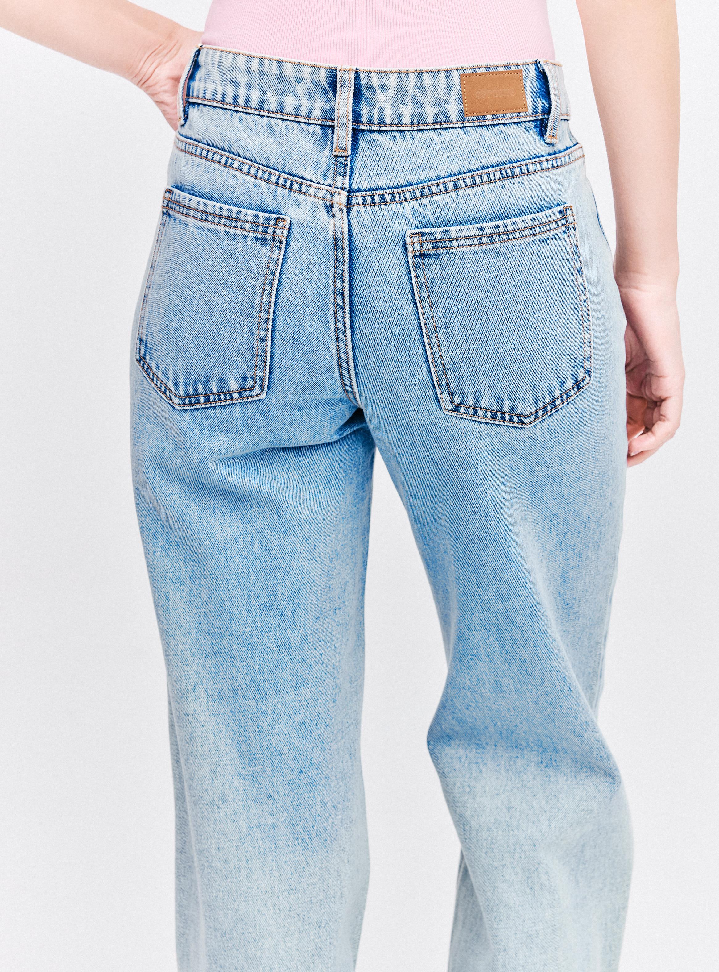Jeans Wide Leg Tiro Alto Cierre y Botón-3