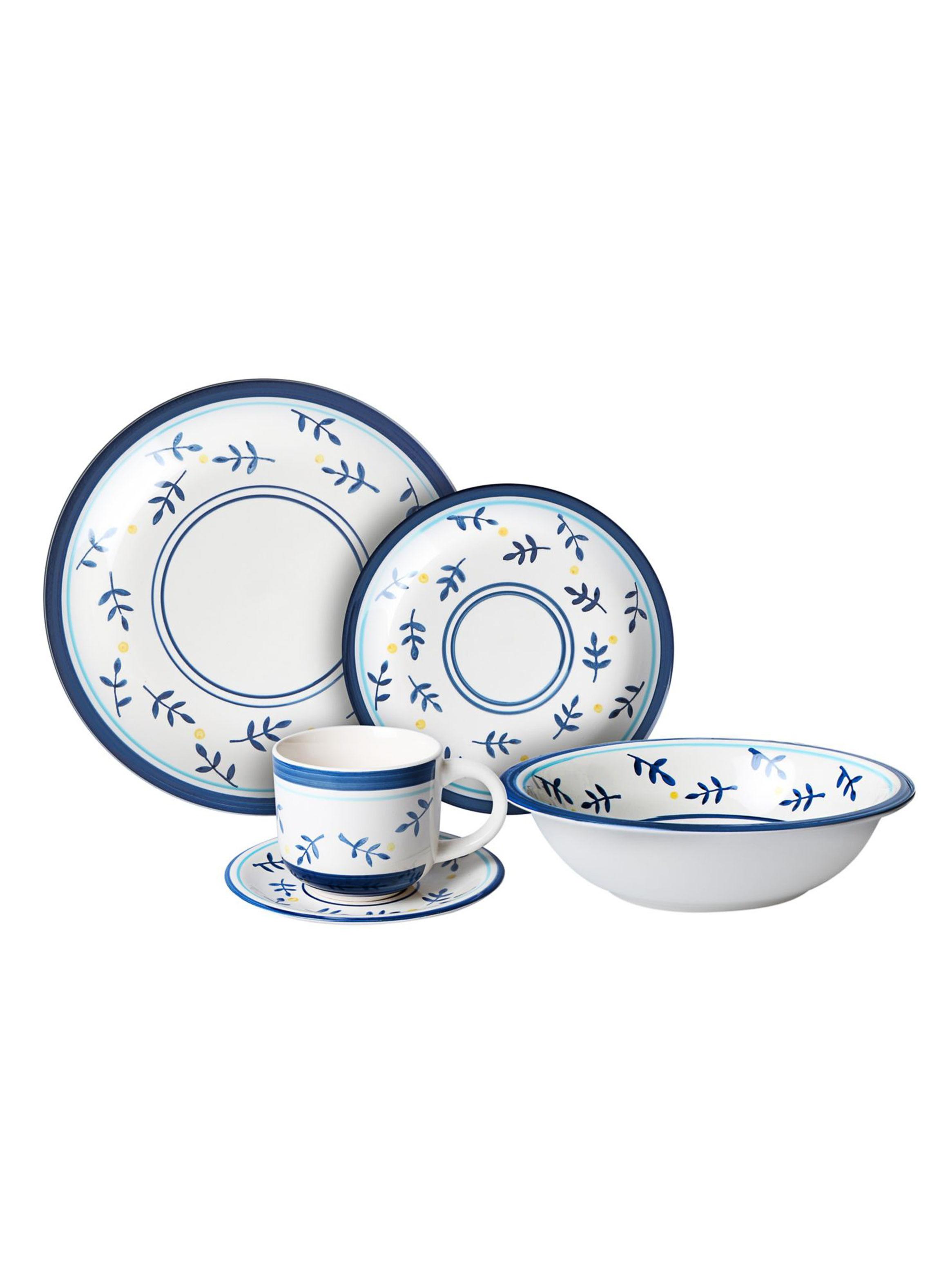 Set de 30 Vajillas de Cerámica Stylo Ramas Azules-0