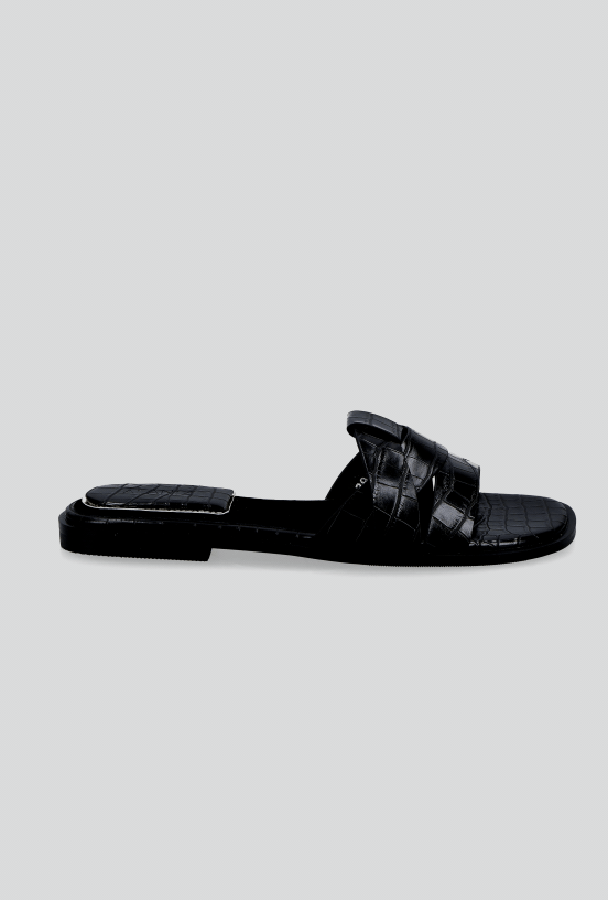Sandalia Flat con Textura Croco Mujer-4