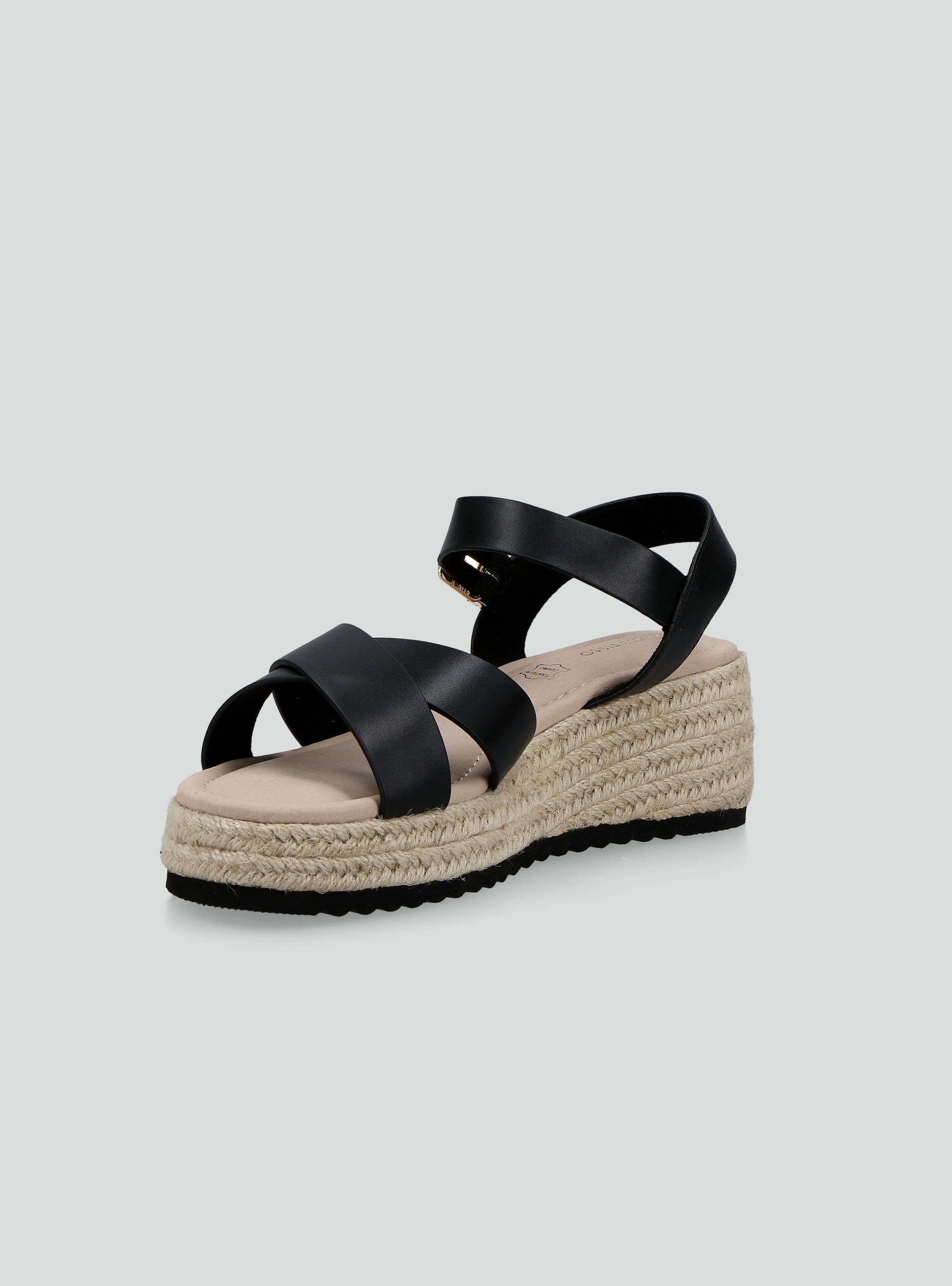 Sandalia Plataforma Yute Efecto Cuero Mujer-2