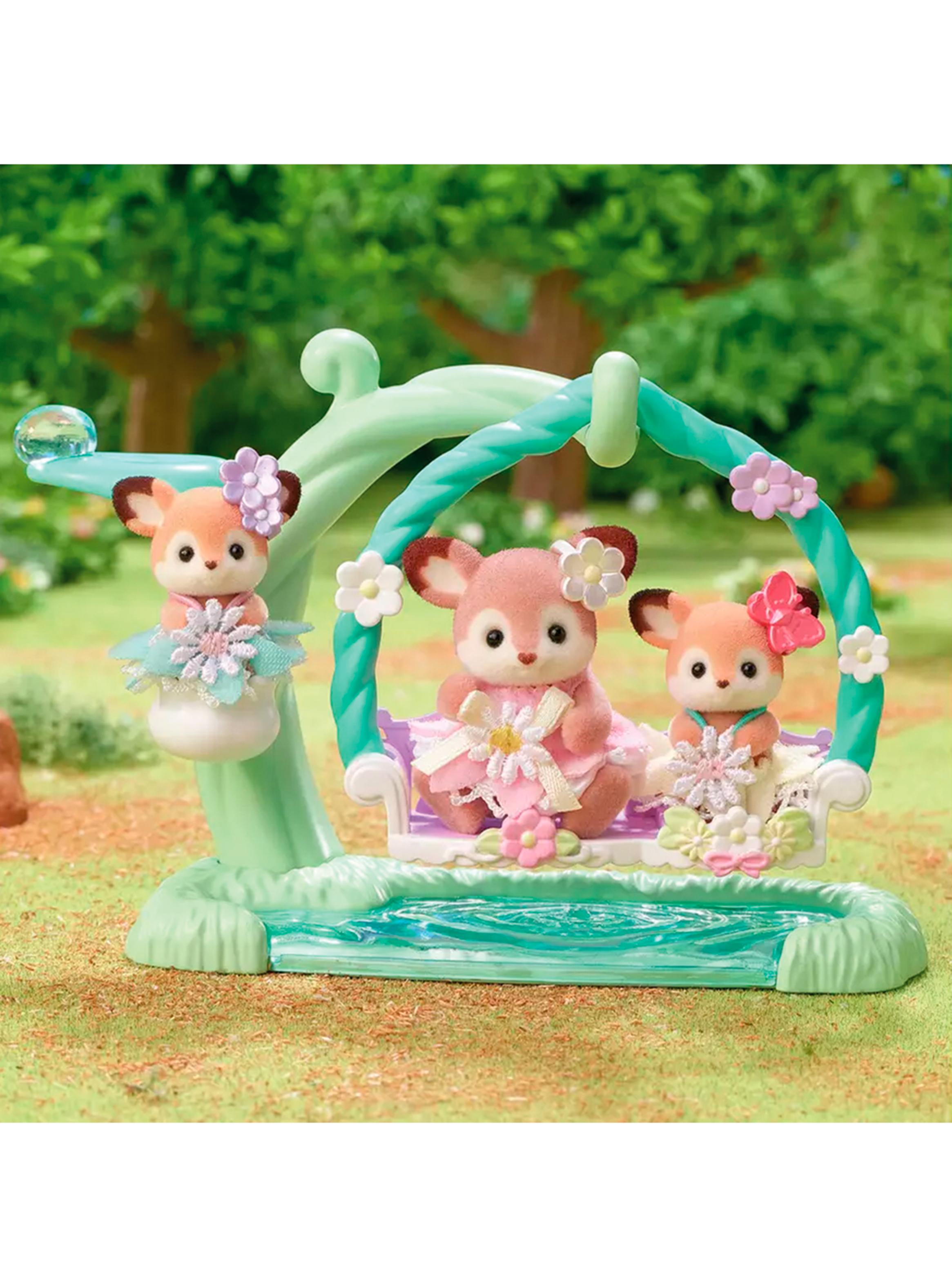 Figuras de Colección Bebés Ciervo en Columpio Floral-2