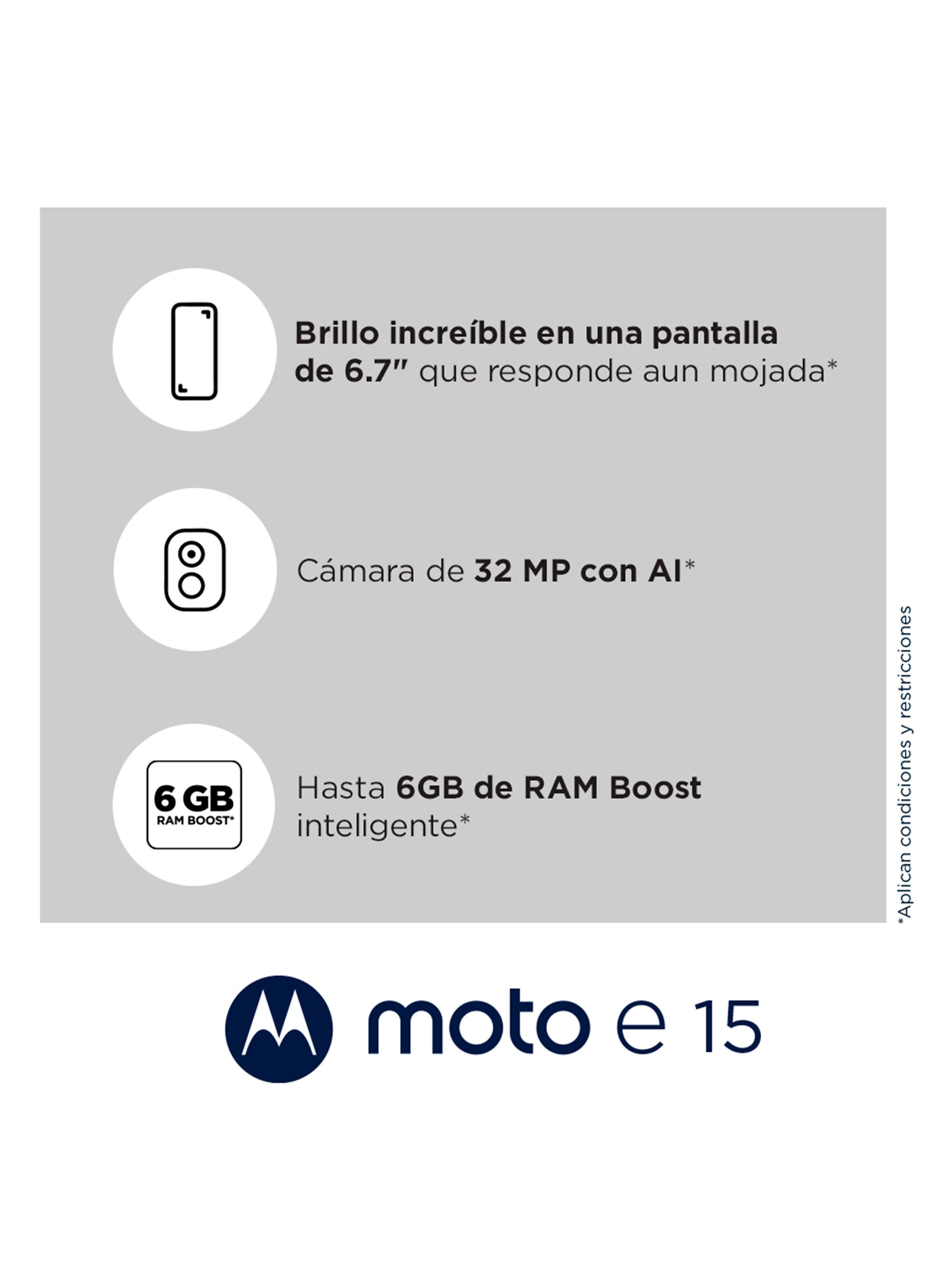 Smartphone Moto E15 64GB 6.7" Azul Liberado-3