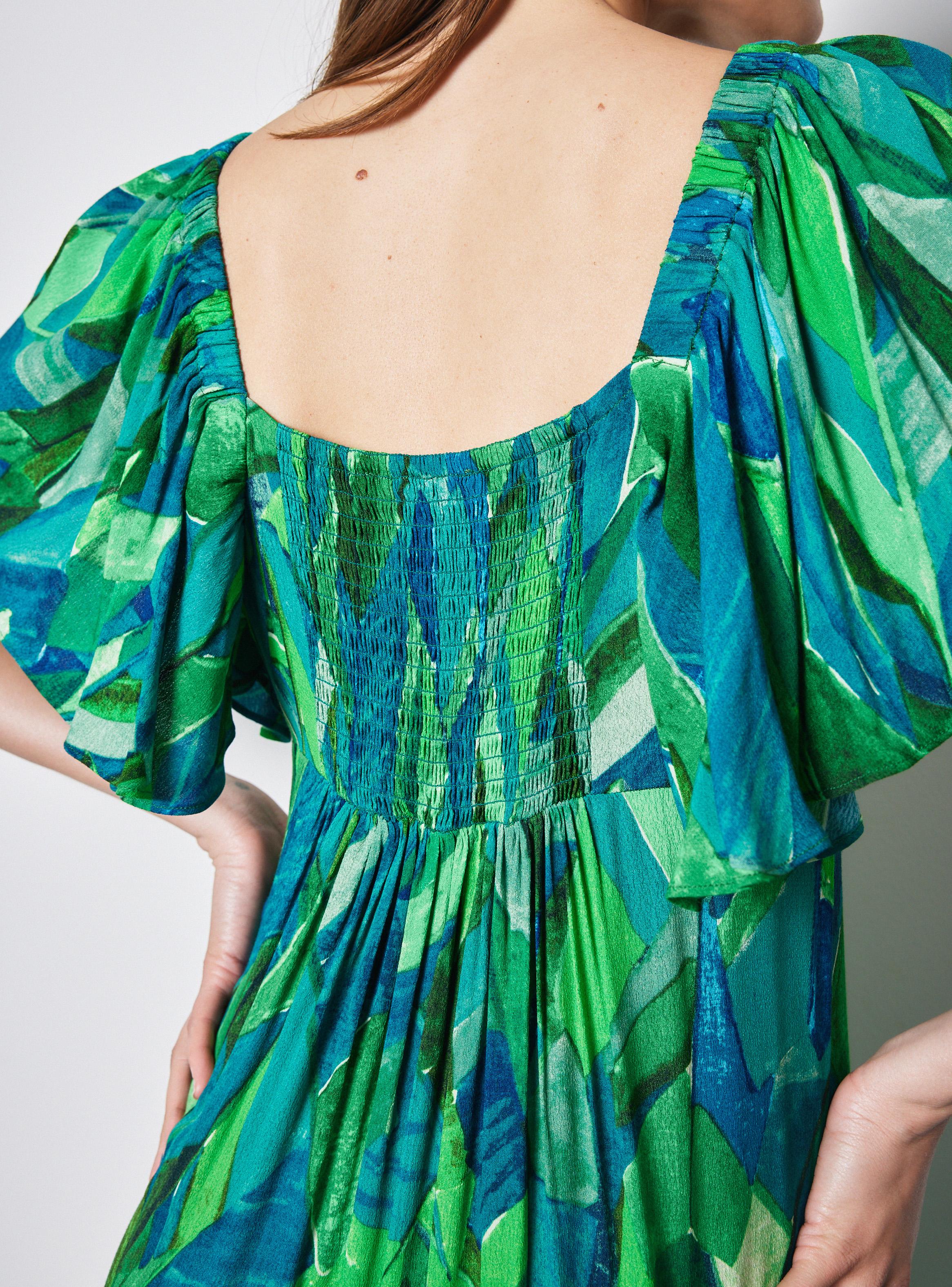 Vestido Midi con Lazo en Escote Mangas y Ruedo con Volantes-3