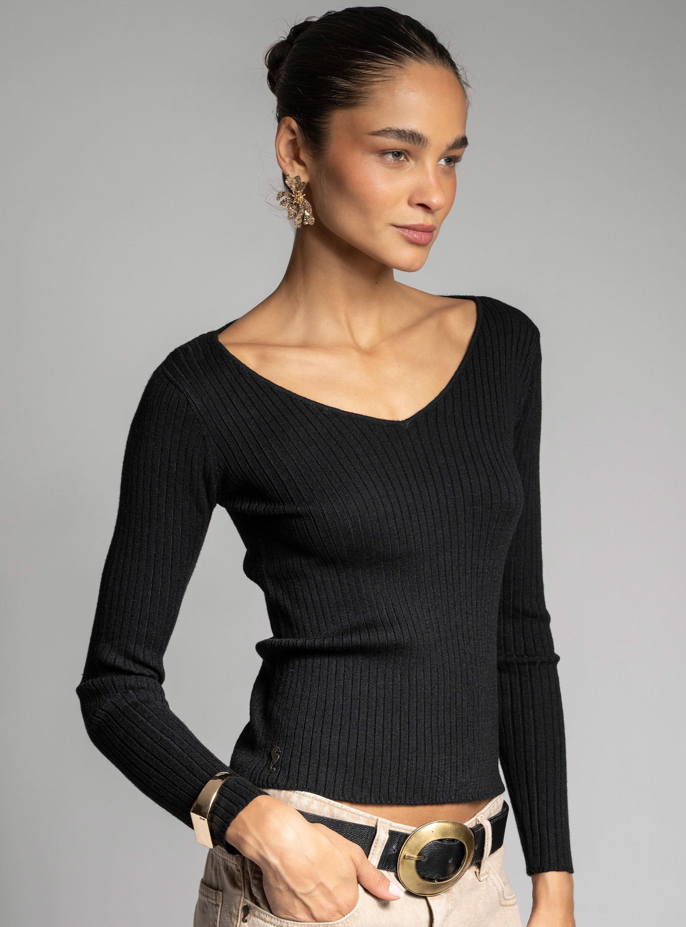 Polera Tejida Pascuala V Negro-2