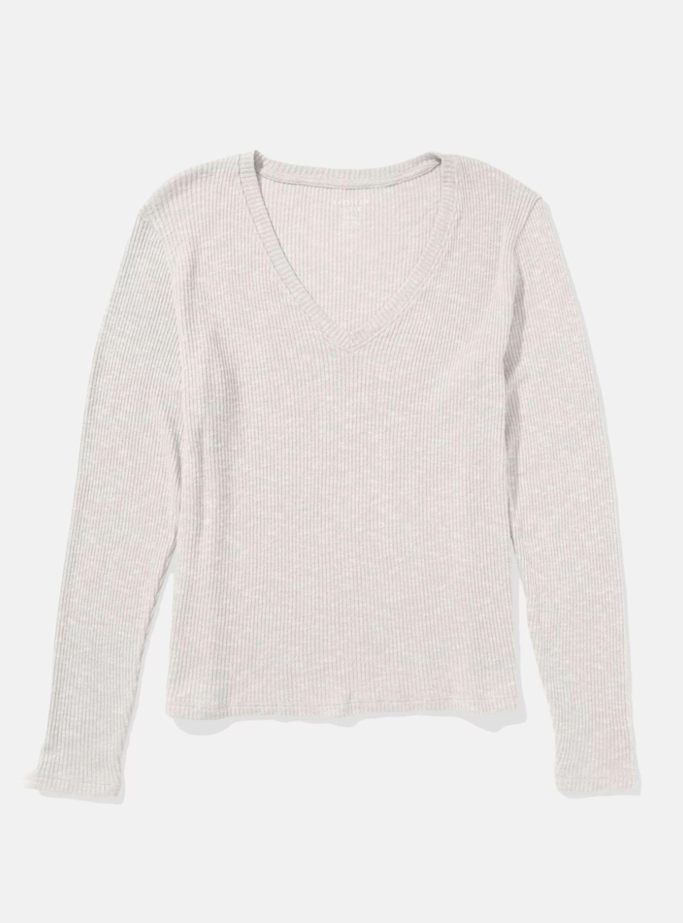 Sweater Tejido Acanalado Cuello en V-2