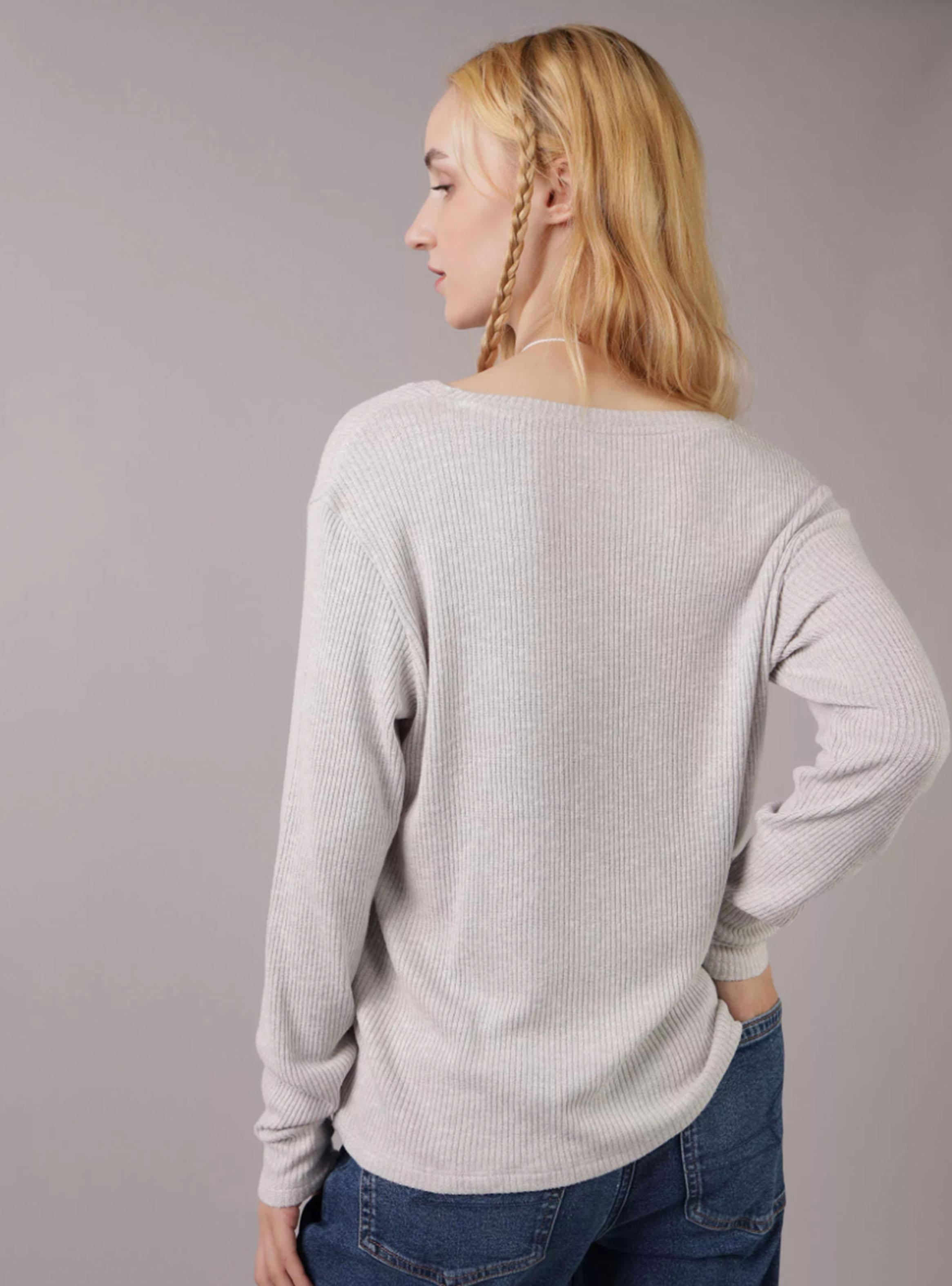 Sweater Tejido Acanalado Cuello en V-1