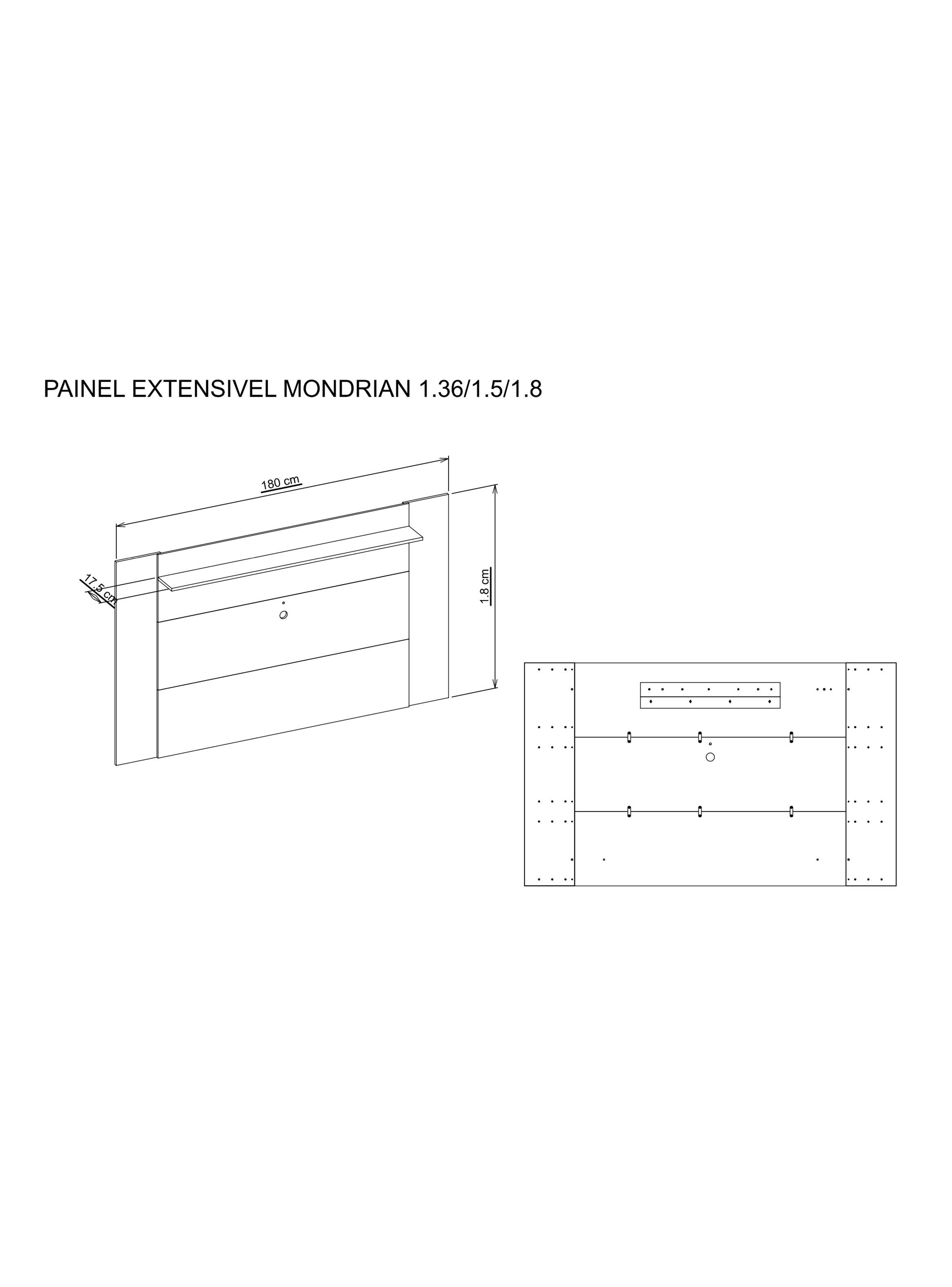 Panel TV + Rack TV 1.8m Mondrian Blanco-2