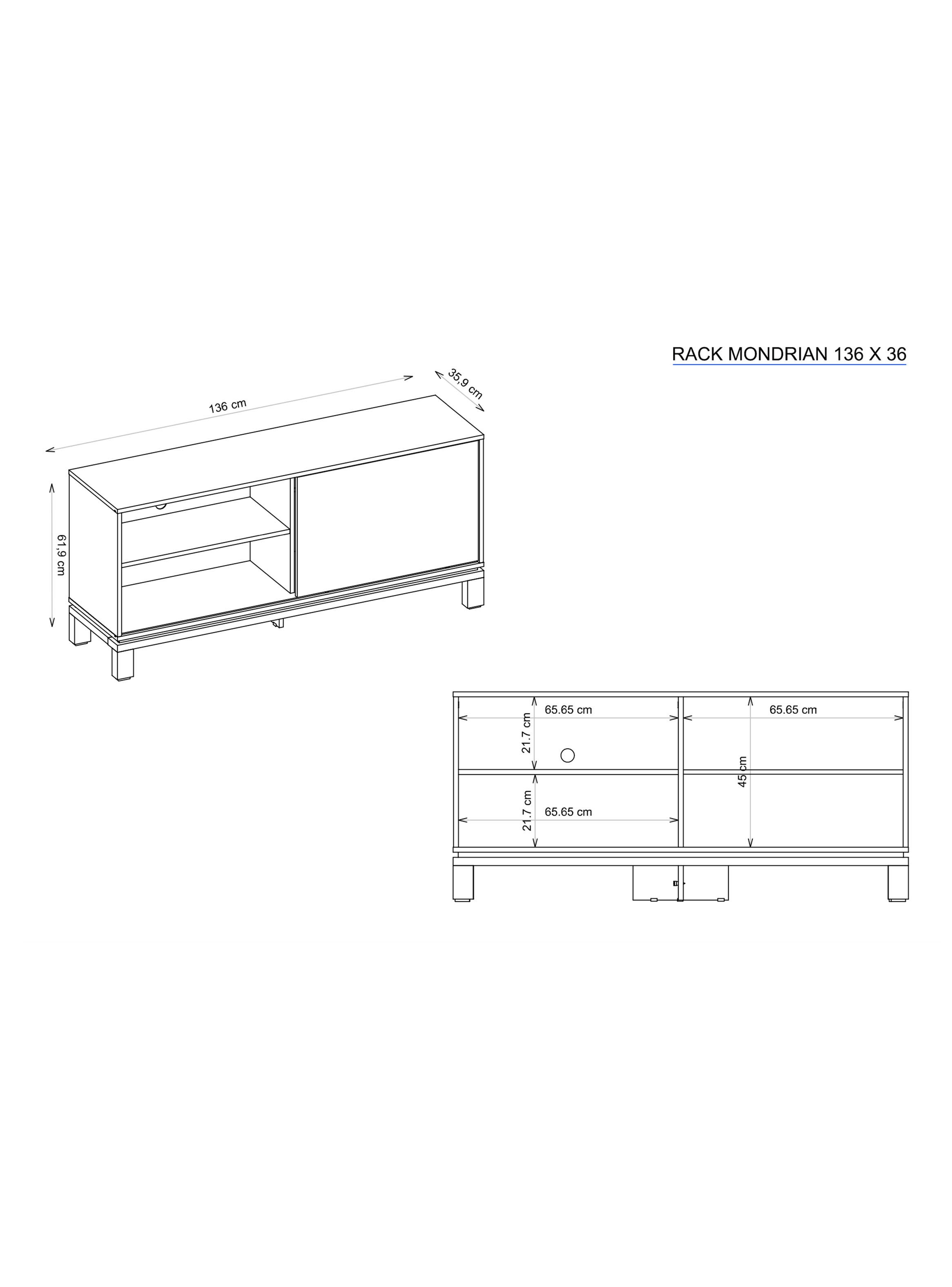 Panel TV + Rack 1.8m + Vitrina Mondrian-3