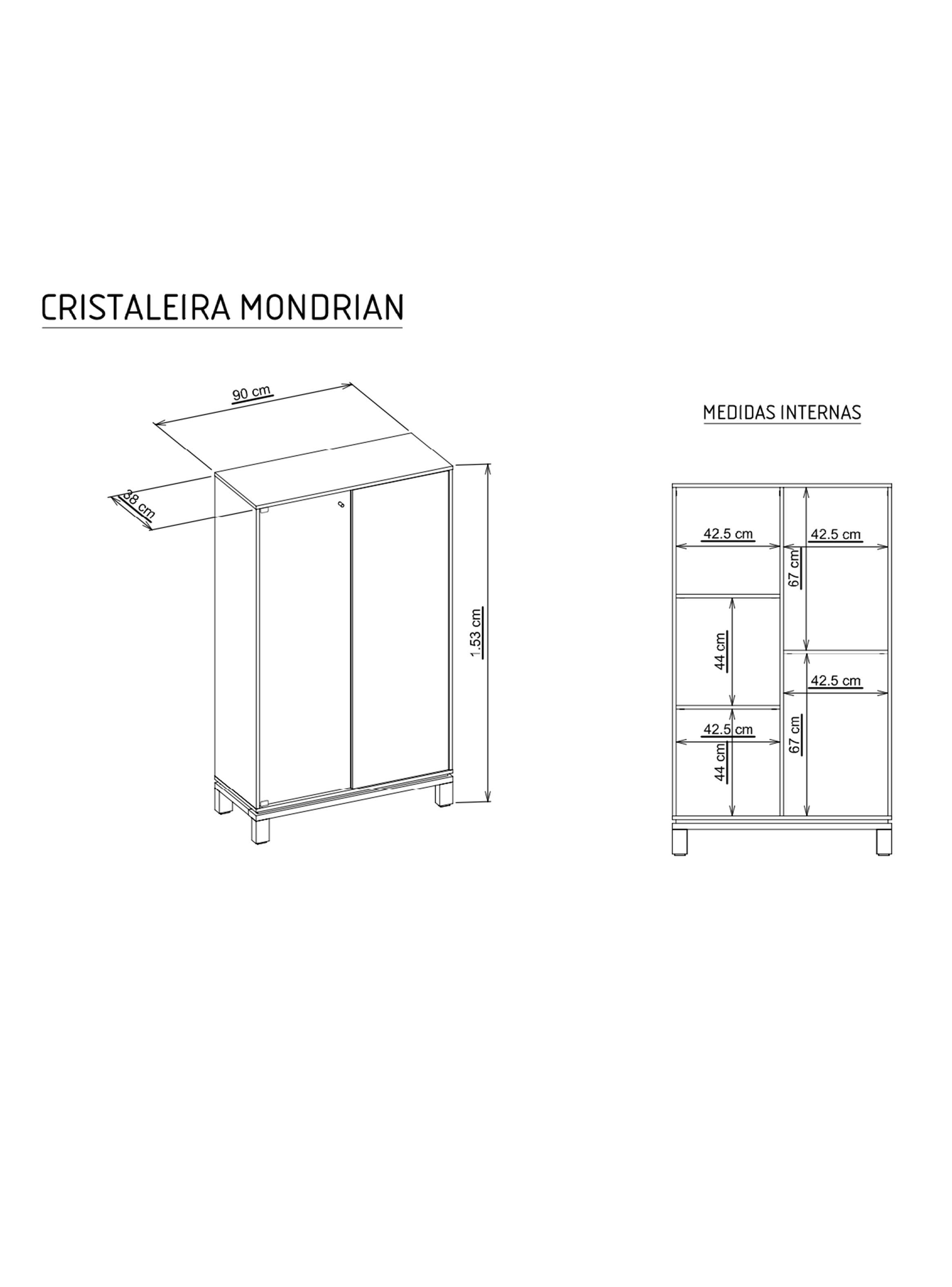 Panel TV + Rack 1.8m + Vitrina Mondrian-2
