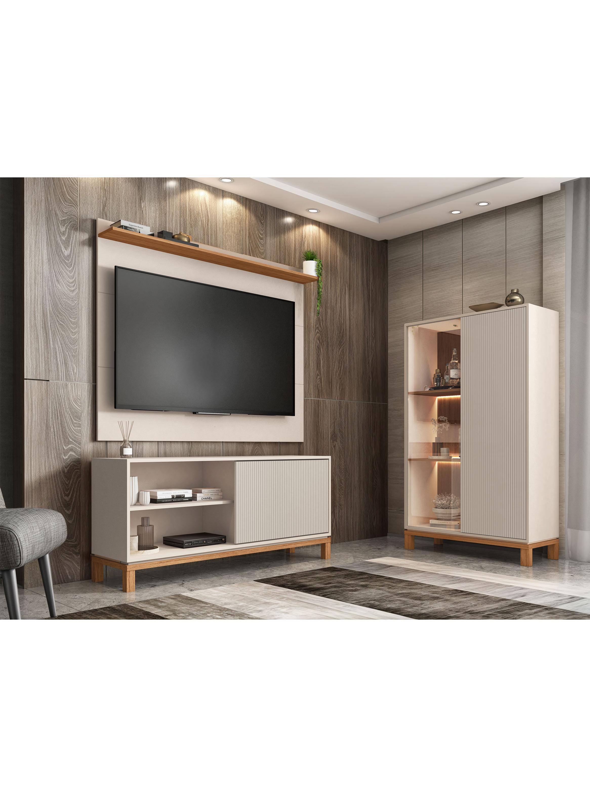 Panel TV + Rack 1.8m + Vitrina Mondrian-4